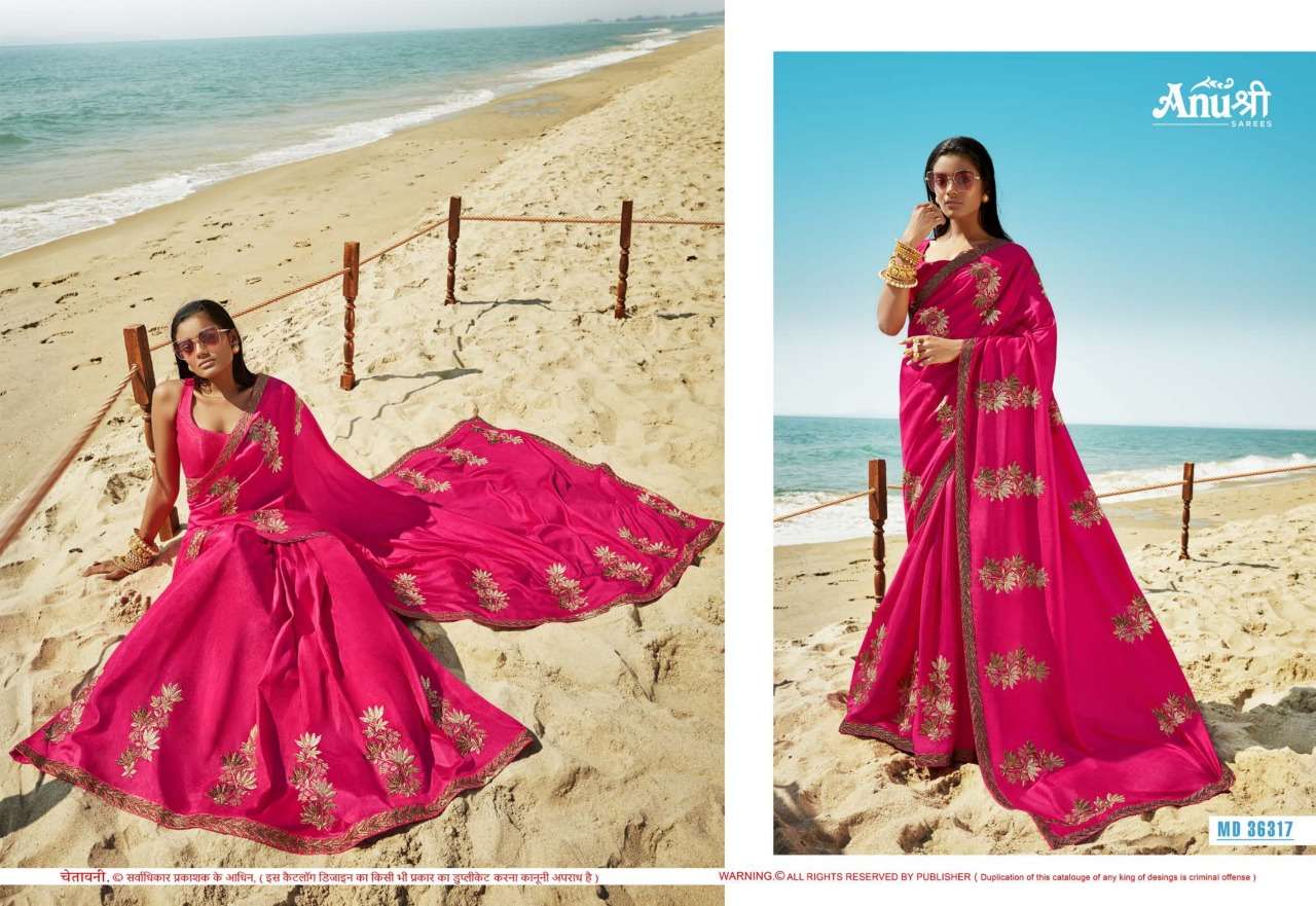MADAMJI BY ANUSHREE 33611 TO 36322 SERIES INDIAN TRADITIONAL WEAR COLLECTION BEAUTIFUL STYLISH FANCY COLORFUL PARTY WEAR & OCCASIONAL WEAR CHINNON GEORGETTE SAREES AT WHOLESALE PRICE
