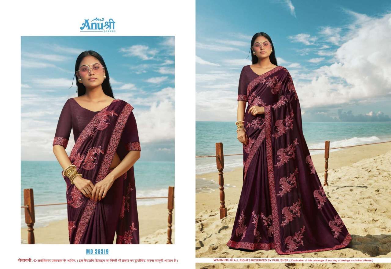 MADAMJI BY ANUSHREE 33611 TO 36322 SERIES INDIAN TRADITIONAL WEAR COLLECTION BEAUTIFUL STYLISH FANCY COLORFUL PARTY WEAR & OCCASIONAL WEAR CHINNON GEORGETTE SAREES AT WHOLESALE PRICE
