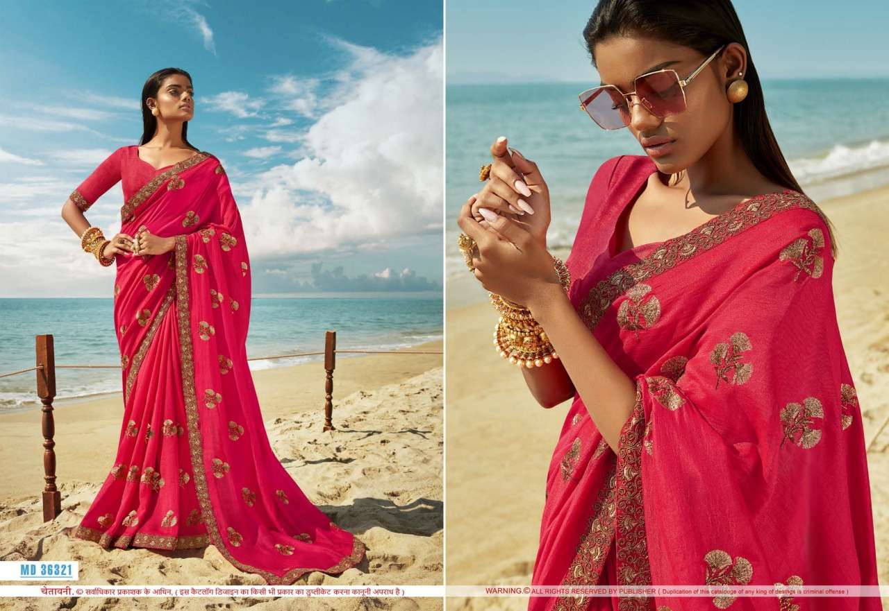MADAMJI BY ANUSHREE 33611 TO 36322 SERIES INDIAN TRADITIONAL WEAR COLLECTION BEAUTIFUL STYLISH FANCY COLORFUL PARTY WEAR & OCCASIONAL WEAR CHINNON GEORGETTE SAREES AT WHOLESALE PRICE