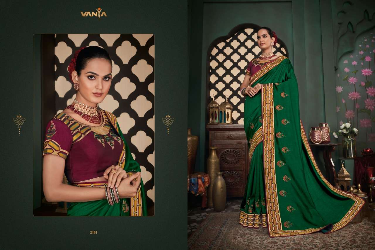 VANYA VOL-21 BY VANYA 3101 TO 3118 SERIES INDIAN TRADITIONAL WEAR COLLECTION BEAUTIFUL STYLISH FANCY COLORFUL PARTY WEAR & OCCASIONAL WEAR SILK SAREES AT WHOLESALE PRICE