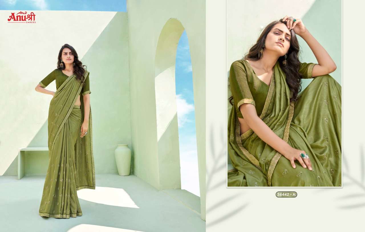 AARSHI BY ANUSHREE 36442-A TO 36442-H SERIES INDIAN TRADITIONAL WEAR COLLECTION BEAUTIFUL STYLISH FANCY COLORFUL PARTY WEAR & OCCASIONAL WEAR GEORGETTE EMBROIDERED SAREES AT WHOLESALE PRICE