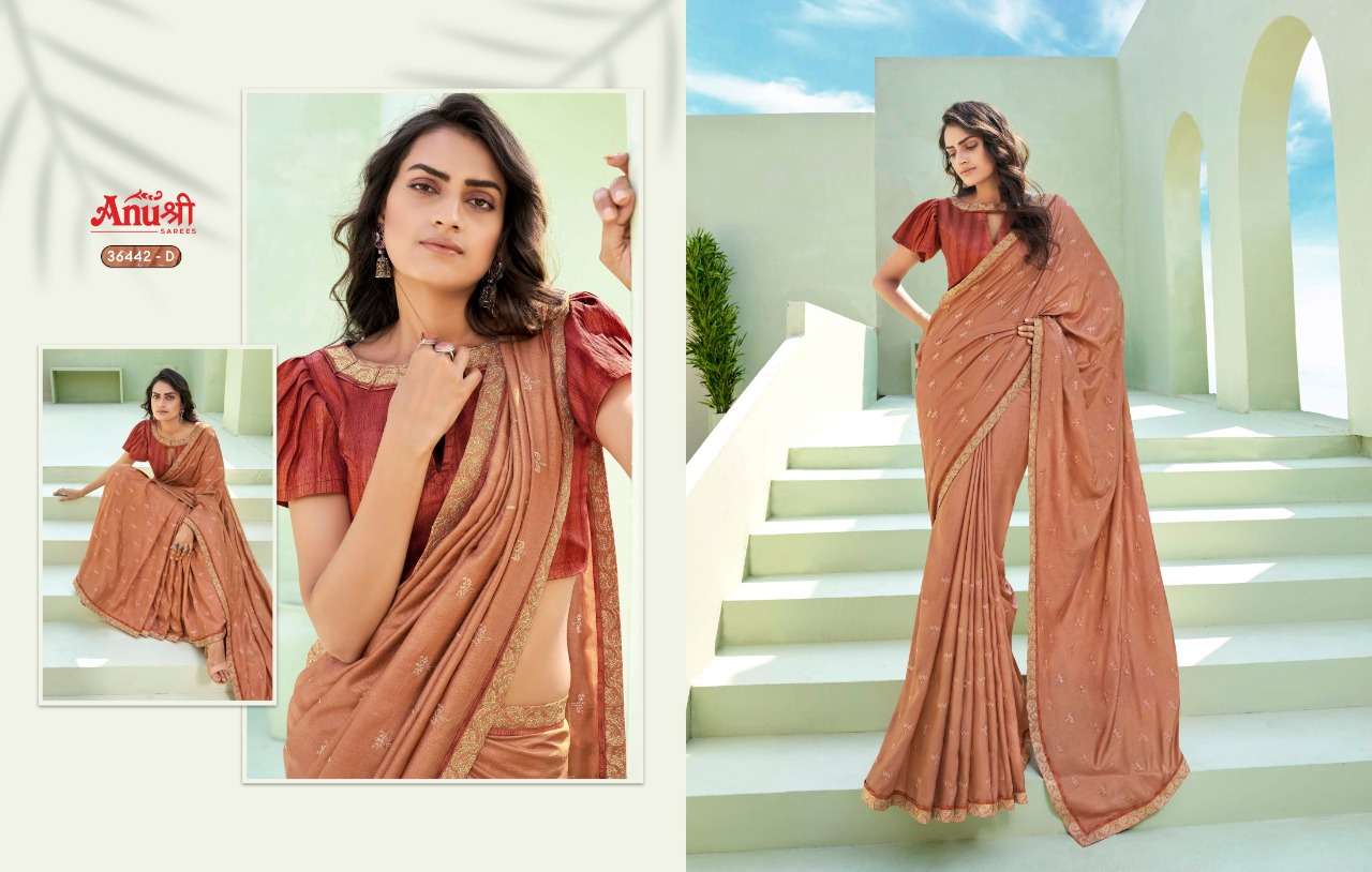 AARSHI BY ANUSHREE 36442-A TO 36442-H SERIES INDIAN TRADITIONAL WEAR COLLECTION BEAUTIFUL STYLISH FANCY COLORFUL PARTY WEAR & OCCASIONAL WEAR GEORGETTE EMBROIDERED SAREES AT WHOLESALE PRICE