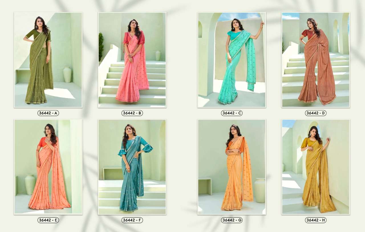 AARSHI BY ANUSHREE 36442-A TO 36442-H SERIES INDIAN TRADITIONAL WEAR COLLECTION BEAUTIFUL STYLISH FANCY COLORFUL PARTY WEAR & OCCASIONAL WEAR GEORGETTE EMBROIDERED SAREES AT WHOLESALE PRICE