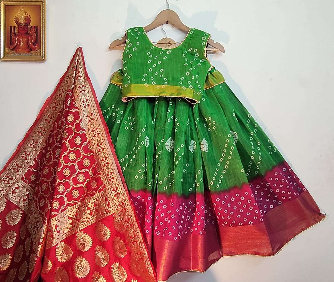 BANDHANI LEHENGA VOL-2 BY FASHID WHOLESALE 201 TO 215 SERIES BEAUTIFUL COLORFUL FANCY WEDDING COLLECTION OCCASIONAL WEAR & PARTY WEAR SOFT LINEN COTTON LEHENGAS AT WHOLESALE PRICE