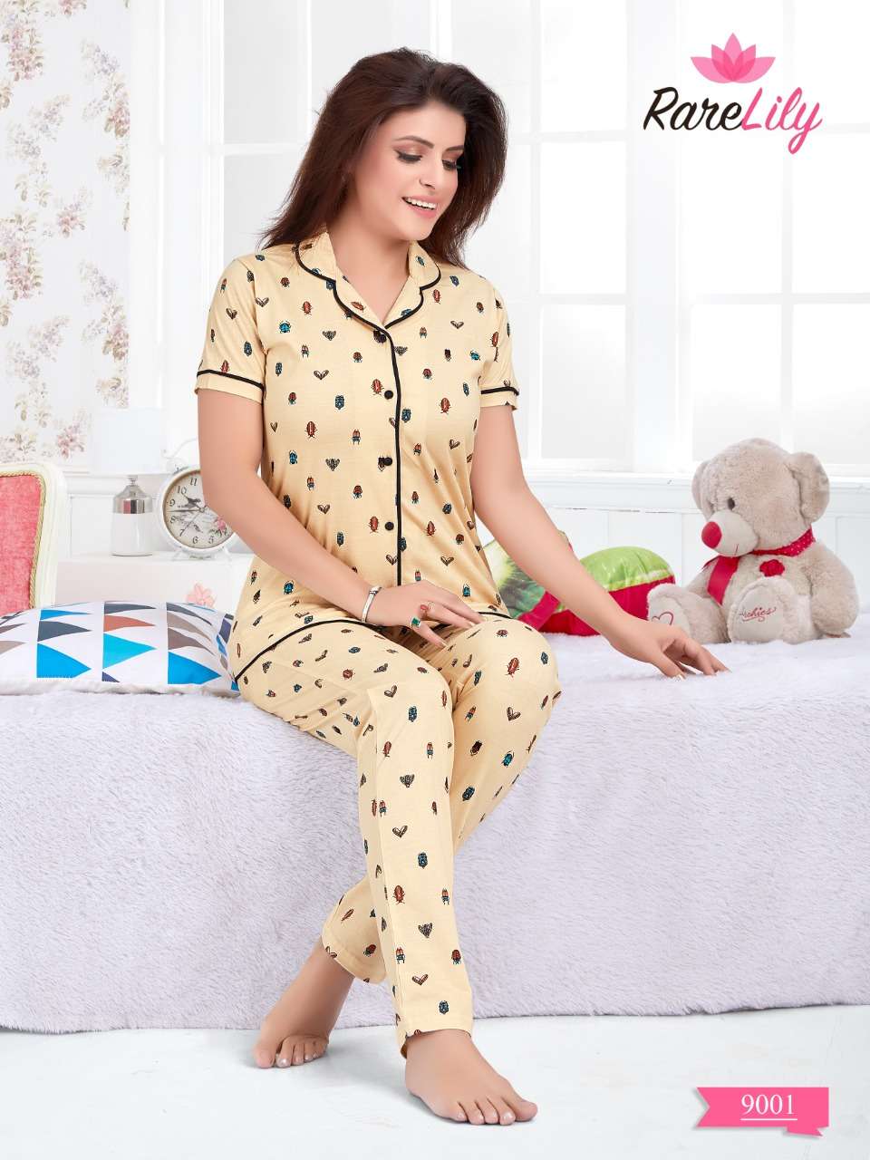 ZIL MIL VOL-2 BY RARE LILY 9001 TO 9007 SERIES BEAUTIFUL STYLISH FANCY COLORFUL CASUAL WEAR & NIGHT WEAR COTTON DIGITAL PRINTS TOPS AND BOTTOM AT WHOLESALE PRICE