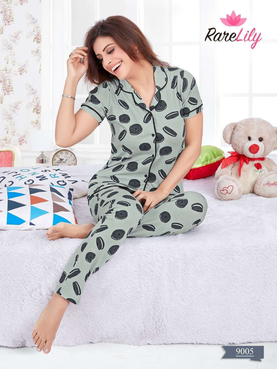 ZIL MIL VOL-2 BY RARE LILY 9001 TO 9007 SERIES BEAUTIFUL STYLISH FANCY COLORFUL CASUAL WEAR & NIGHT WEAR COTTON DIGITAL PRINTS TOPS AND BOTTOM AT WHOLESALE PRICE