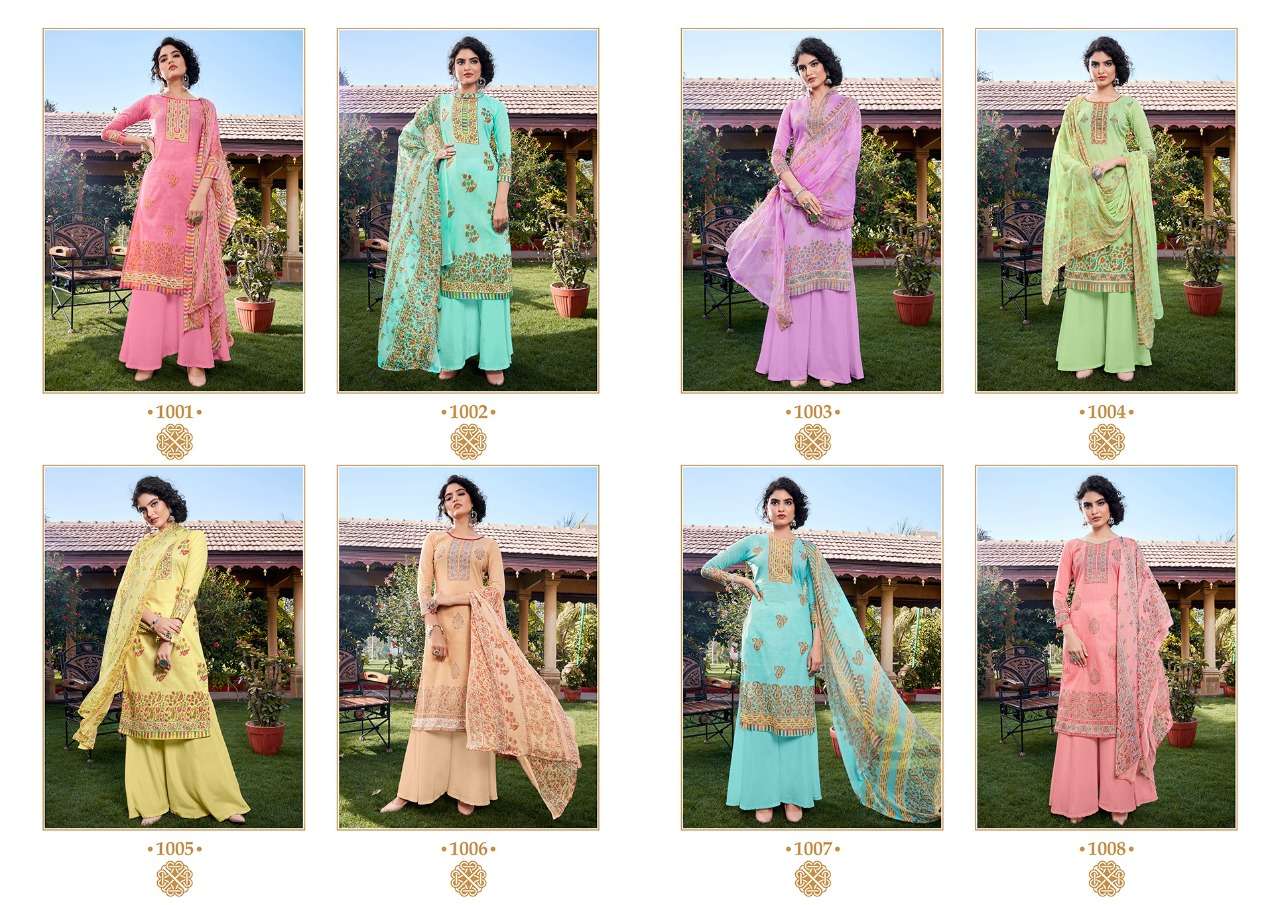 SIMRAN BY KESARIYA 1001 TO 1008 SERIES BEAUTIFUL SUITS COLORFUL STYLISH FANCY CASUAL WEAR & ETHNIC WEAR PURE CAMBRIC DIGITAL PRINT WITH DIAMOND WORK DRESSES AT WHOLESALE PRICE