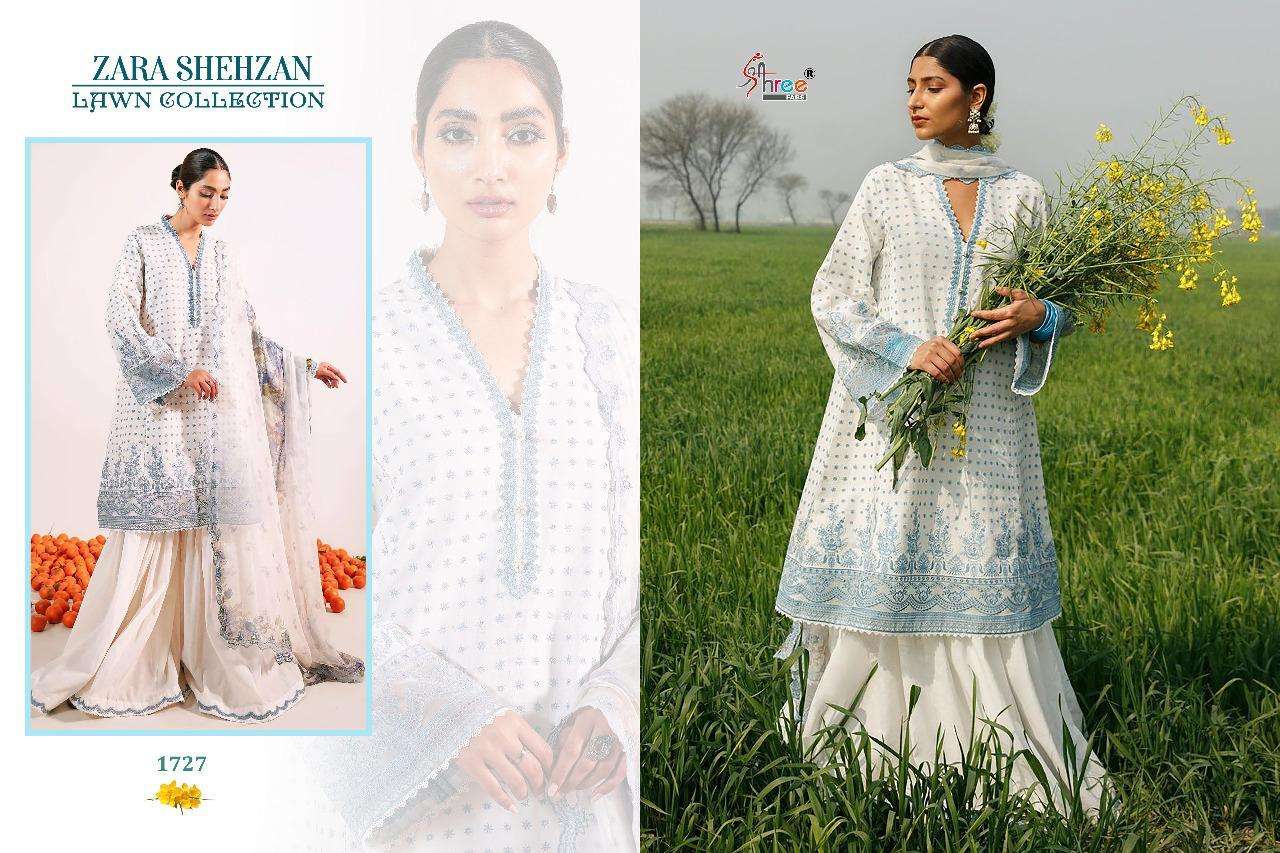 ZARA SHAHJAHAN LAWN COLLECTION BY SHREE FABS 1727 TO 1731 SERIES BEAUTIFUL PAKISTANI SUITS STYLISH COLORFUL FANCY CASUAL WEAR & ETHNIC WEAR CAMBRIC COTTON WITH EMBROIDERY DRESSES AT WHOLESALE PRICE