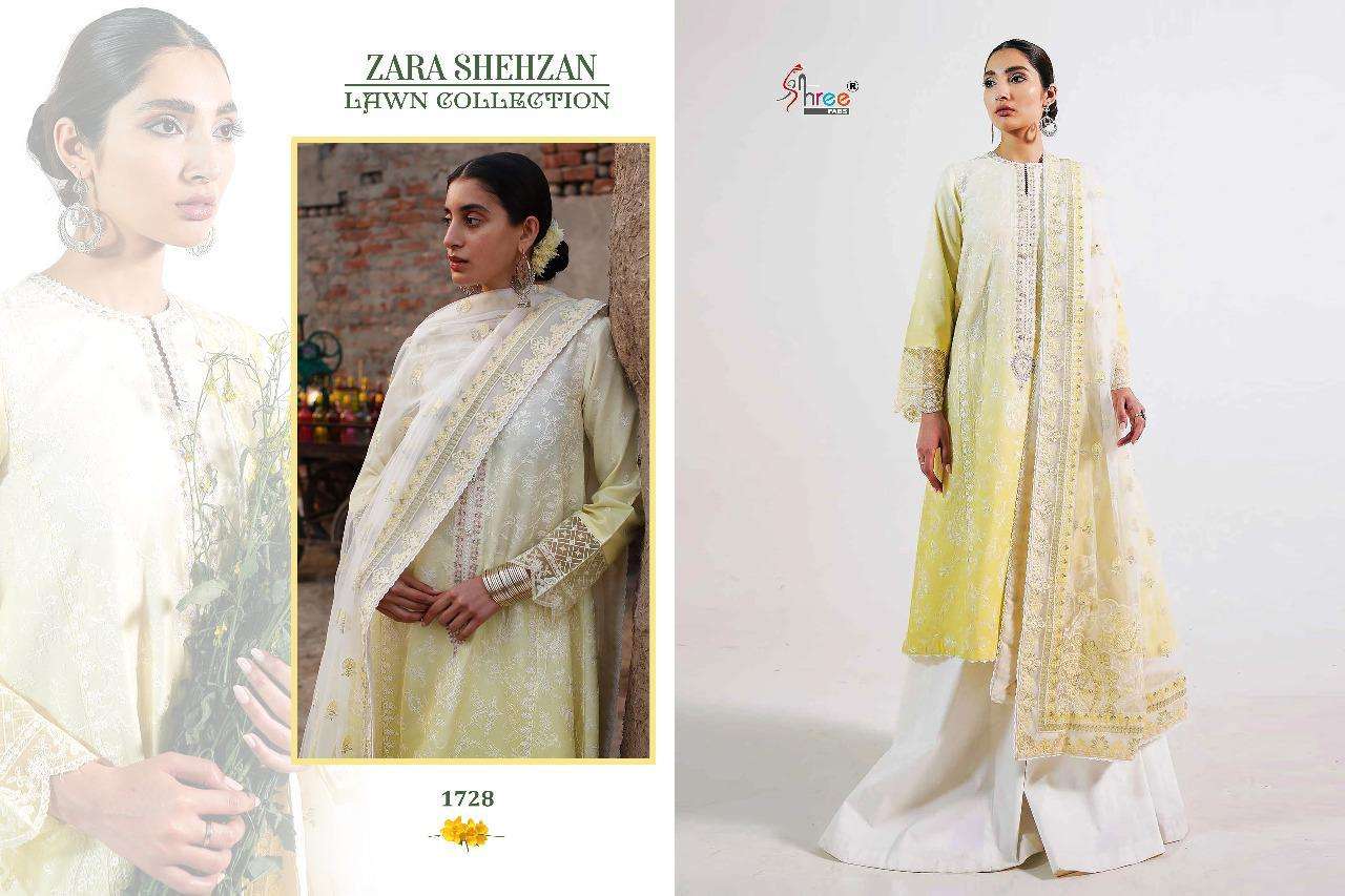 ZARA SHAHJAHAN LAWN COLLECTION BY SHREE FABS 1727 TO 1731 SERIES BEAUTIFUL PAKISTANI SUITS STYLISH COLORFUL FANCY CASUAL WEAR & ETHNIC WEAR CAMBRIC COTTON WITH EMBROIDERY DRESSES AT WHOLESALE PRICE
