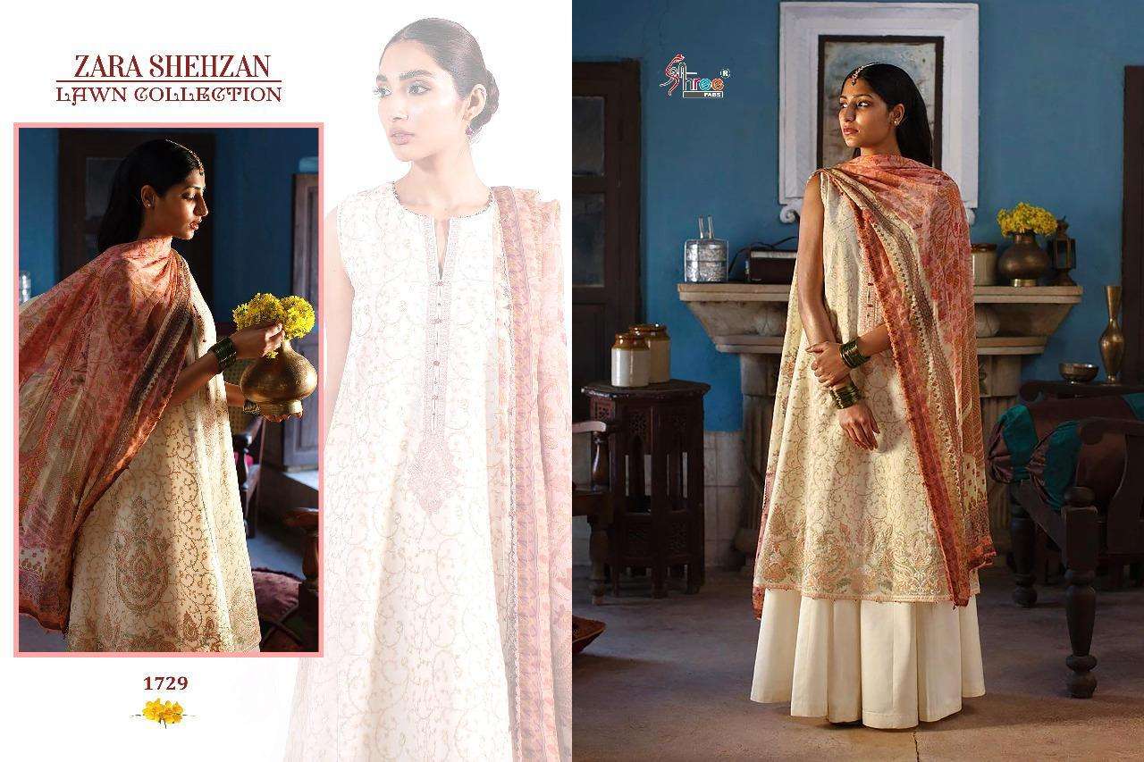 ZARA SHAHJAHAN LAWN COLLECTION BY SHREE FABS 1727 TO 1731 SERIES BEAUTIFUL PAKISTANI SUITS STYLISH COLORFUL FANCY CASUAL WEAR & ETHNIC WEAR CAMBRIC COTTON WITH EMBROIDERY DRESSES AT WHOLESALE PRICE