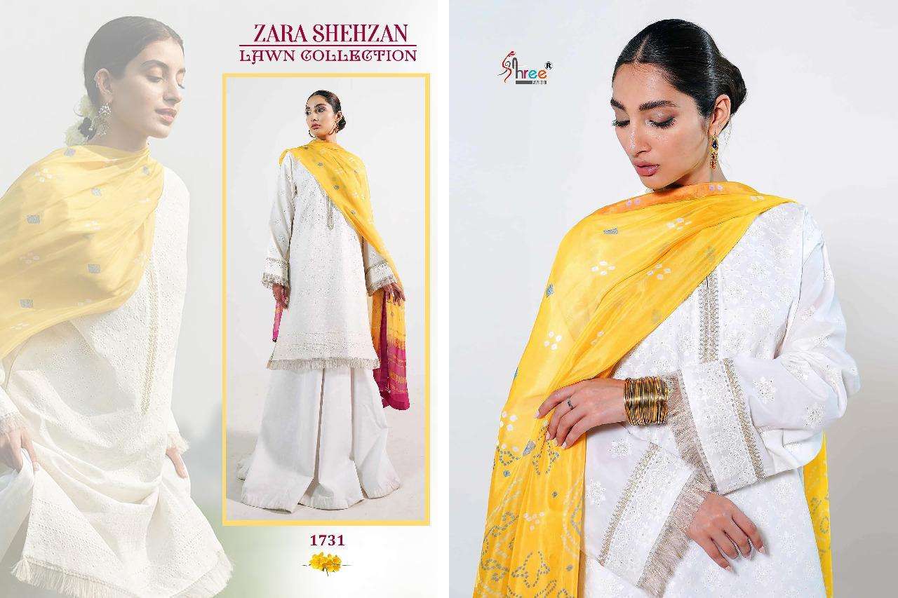 ZARA SHAHJAHAN LAWN COLLECTION BY SHREE FABS 1727 TO 1731 SERIES BEAUTIFUL PAKISTANI SUITS STYLISH COLORFUL FANCY CASUAL WEAR & ETHNIC WEAR CAMBRIC COTTON WITH EMBROIDERY DRESSES AT WHOLESALE PRICE