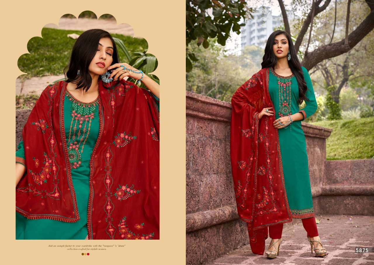 ZARAA BY KESSI FABRICS 5871 TO 5878 SERIES BEAUTIFUL SUITS COLORFUL STYLISH FANCY CASUAL WEAR & ETHNIC WEAR JAM SILK WITH WORK DRESSES AT WHOLESALE PRICE