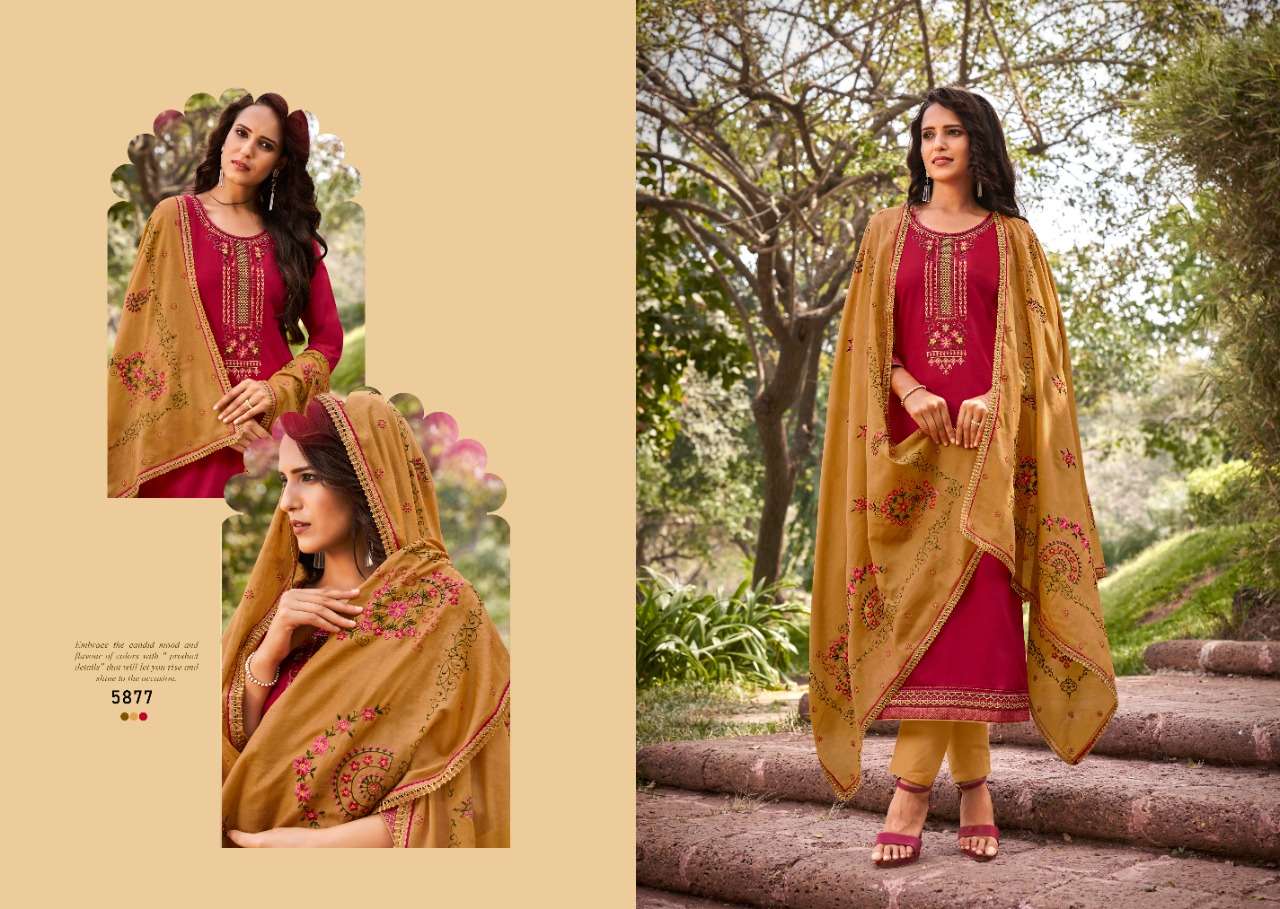 ZARAA BY KESSI FABRICS 5871 TO 5878 SERIES BEAUTIFUL SUITS COLORFUL STYLISH FANCY CASUAL WEAR & ETHNIC WEAR JAM SILK WITH WORK DRESSES AT WHOLESALE PRICE