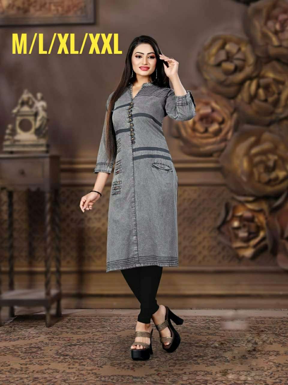 DENIM KURTI BY KAAMIRI 01 TO 08 SERIES DESIGNER STYLISH FANCY COLORFUL BEAUTIFUL PARTY WEAR & ETHNIC WEAR COLLECTION PURE DENIM COTTON KURTIS AT WHOLESALE PRICE