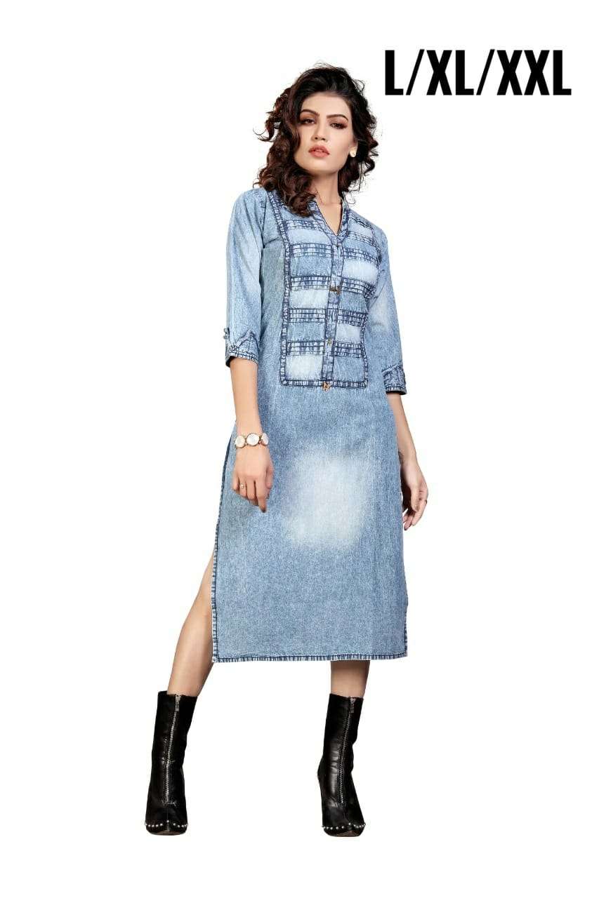 DENIM KURTI BY KAAMIRI 01 TO 08 SERIES DESIGNER STYLISH FANCY COLORFUL BEAUTIFUL PARTY WEAR & ETHNIC WEAR COLLECTION PURE DENIM COTTON KURTIS AT WHOLESALE PRICE