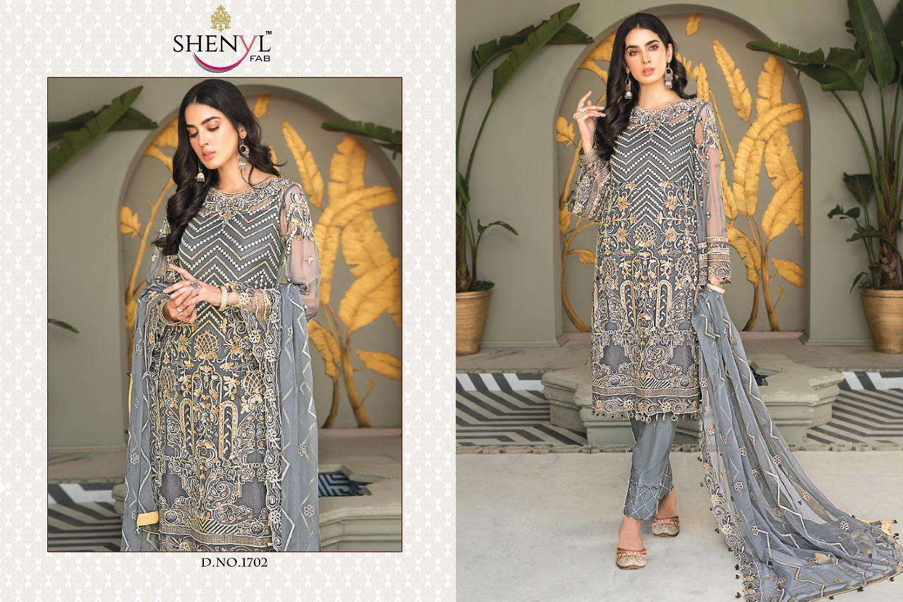 MARYAMS GOLD BY SHENYL FAB 1701 TO 1706 SERIES DESIGNER PAKISTANI SUITS BEAUTIFUL STYLISH FANCY COLORFUL PARTY WEAR & OCCASIONAL WEAR FAUX GEORGETTE EMBROIDERY DRESSES AT WHOLESALE PRICE