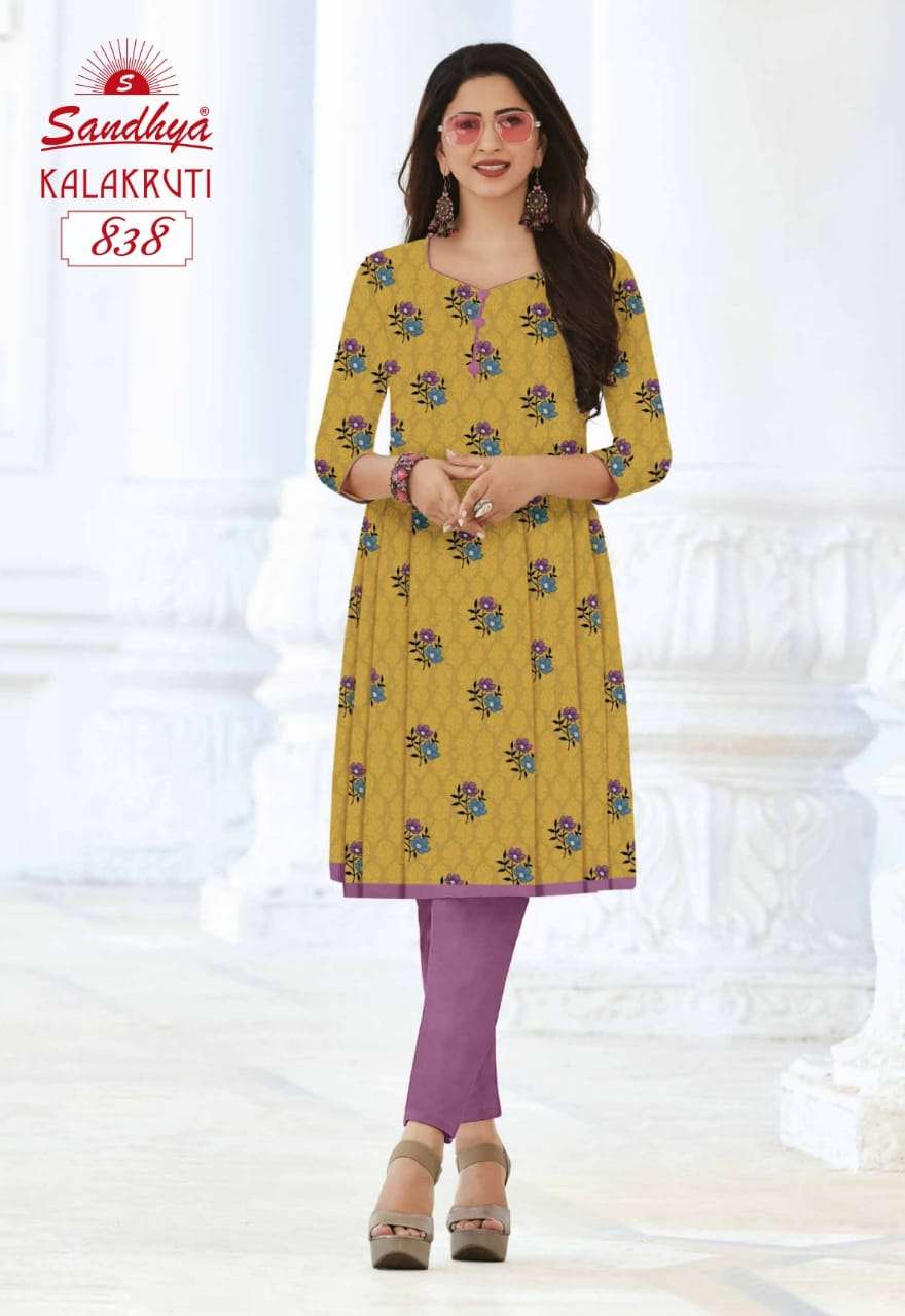 KALAKRUTI VOL-23 BY SANDHYA 821 TO 840 SERIES DESIGNER STYLISH FANCY COLORFUL BEAUTIFUL PARTY WEAR & ETHNIC WEAR COLLECTION PURE COTTON KURTIS AT WHOLESALE PRICE