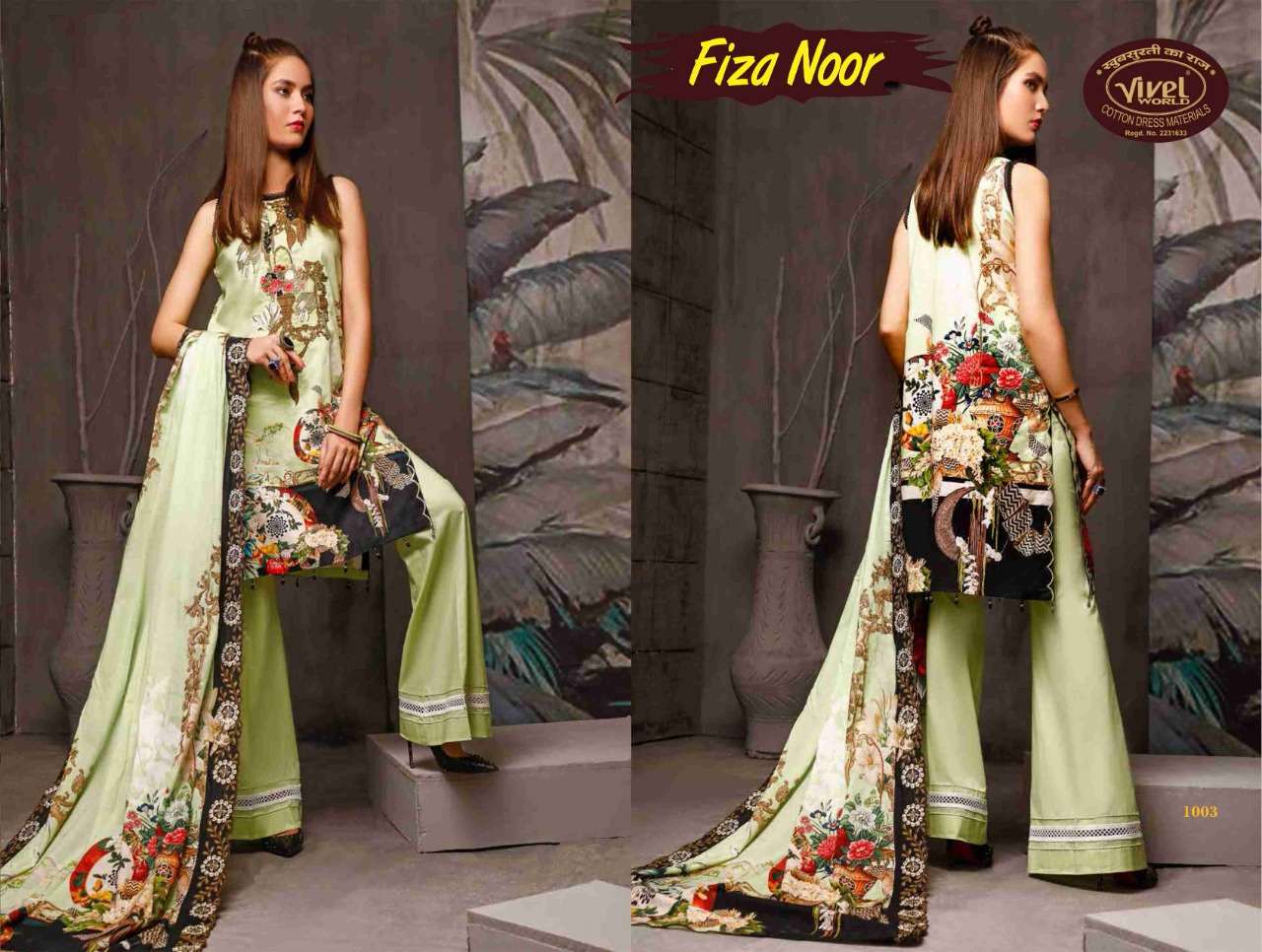 FIZA NOOR BY VIVEL WORLD 1001 TO 1010 SERIES BEAUTIFUL SUITS COLORFUL STYLISH FANCY CASUAL WEAR & ETHNIC WEAR COTTON PRINT DRESSES AT WHOLESALE PRICE