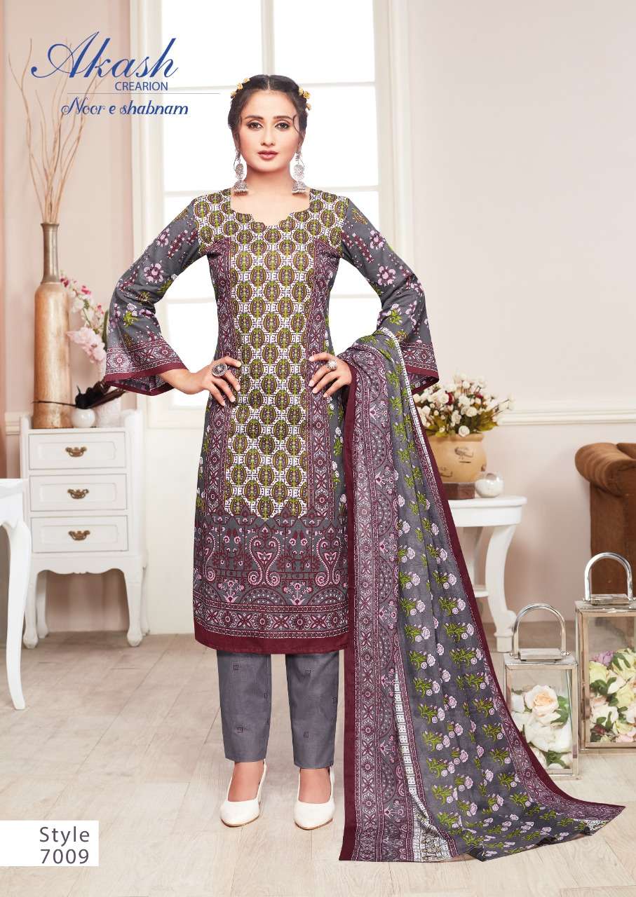 NOOR E SHABNAM VOL-7 BY AKASH CREATION 7001 TO 7010 SERIES BEAUTIFUL STYLISH SUITS FANCY COLORFUL CASUAL WEAR & ETHNIC WEAR & READY TO WEAR PURE KARACHI COTTON PRINTED DRESSES AT WHOLESALE PRICE