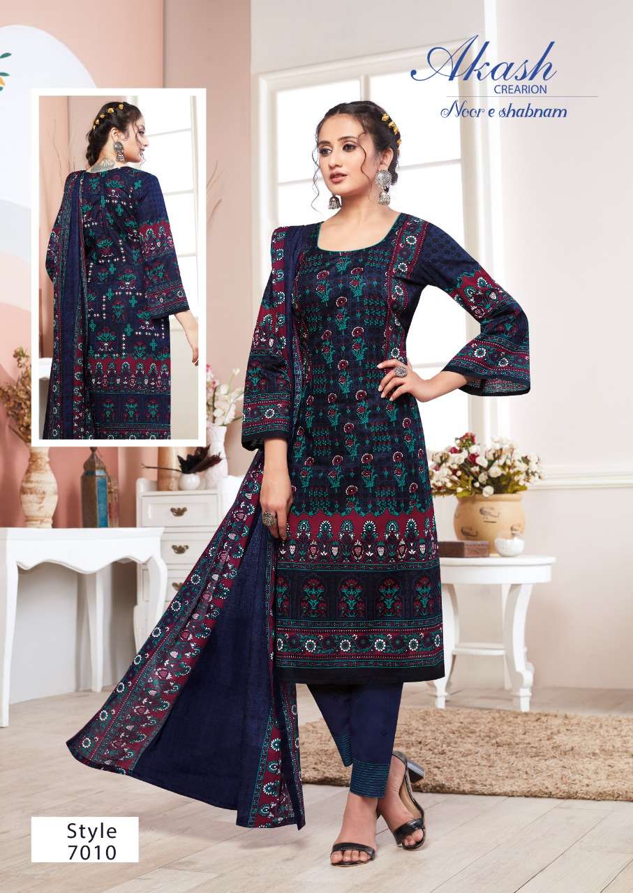 NOOR E SHABNAM VOL-7 BY AKASH CREATION 7001 TO 7010 SERIES BEAUTIFUL STYLISH SUITS FANCY COLORFUL CASUAL WEAR & ETHNIC WEAR & READY TO WEAR PURE KARACHI COTTON PRINTED DRESSES AT WHOLESALE PRICE