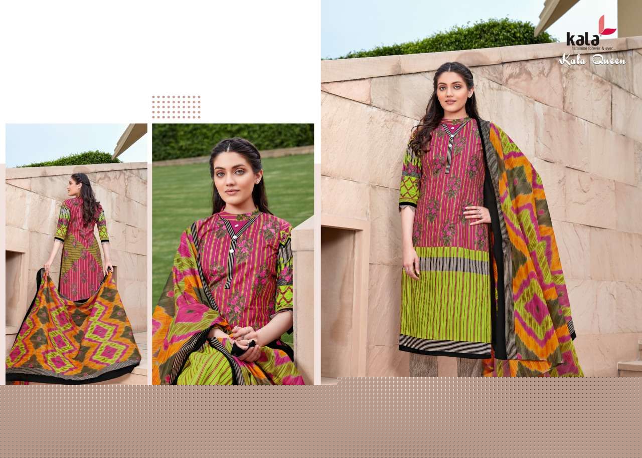QUEEN VOL-1 BY KALA 3101 TO 3112 SERIES BEAUTIFUL SUITS STYLISH FANCY COLORFUL CASUAL WEAR & ETHNIC WEAR PURE COTTON DRESSES AT WHOLESALE PRICE