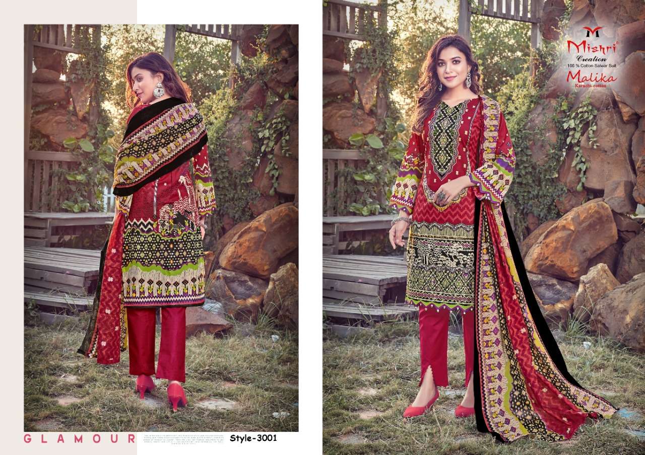 MALLIKA VOL-3 BY MISHRI CREATION 3001 TO 3010 SERIES INDIAN TRADITIONAL WEAR COLLECTION BEAUTIFUL STYLISH FANCY COLORFUL PARTY WEAR & OCCASIONAL WEAR PURE COTTON PRINT DRESSES AT WHOLESALE PRICE