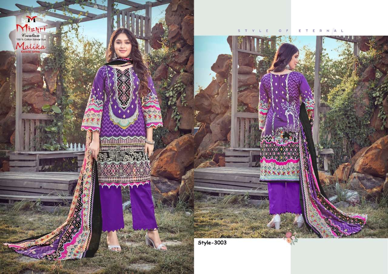 MALLIKA VOL-3 BY MISHRI CREATION 3001 TO 3010 SERIES INDIAN TRADITIONAL WEAR COLLECTION BEAUTIFUL STYLISH FANCY COLORFUL PARTY WEAR & OCCASIONAL WEAR PURE COTTON PRINT DRESSES AT WHOLESALE PRICE