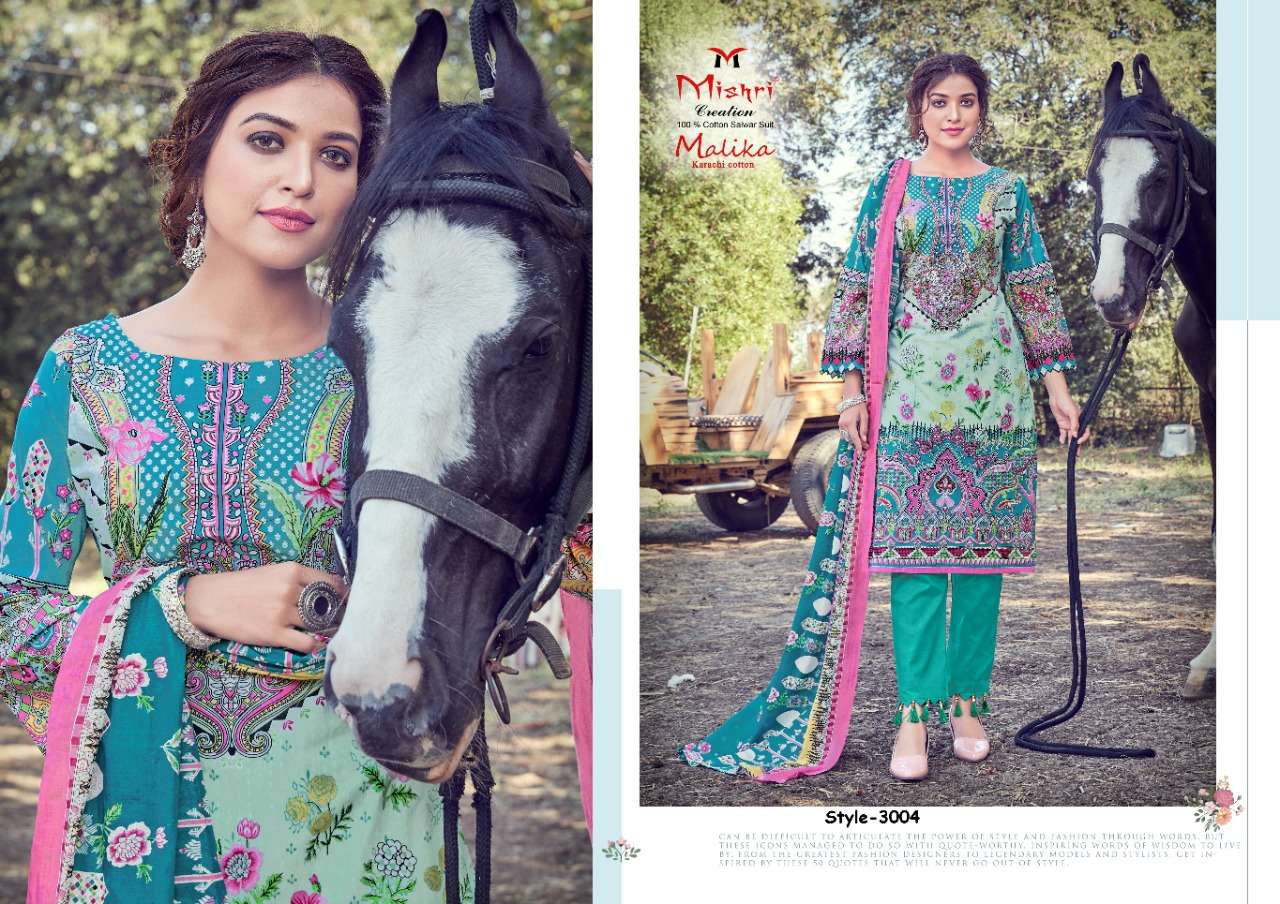 MALLIKA VOL-3 BY MISHRI CREATION 3001 TO 3010 SERIES INDIAN TRADITIONAL WEAR COLLECTION BEAUTIFUL STYLISH FANCY COLORFUL PARTY WEAR & OCCASIONAL WEAR PURE COTTON PRINT DRESSES AT WHOLESALE PRICE