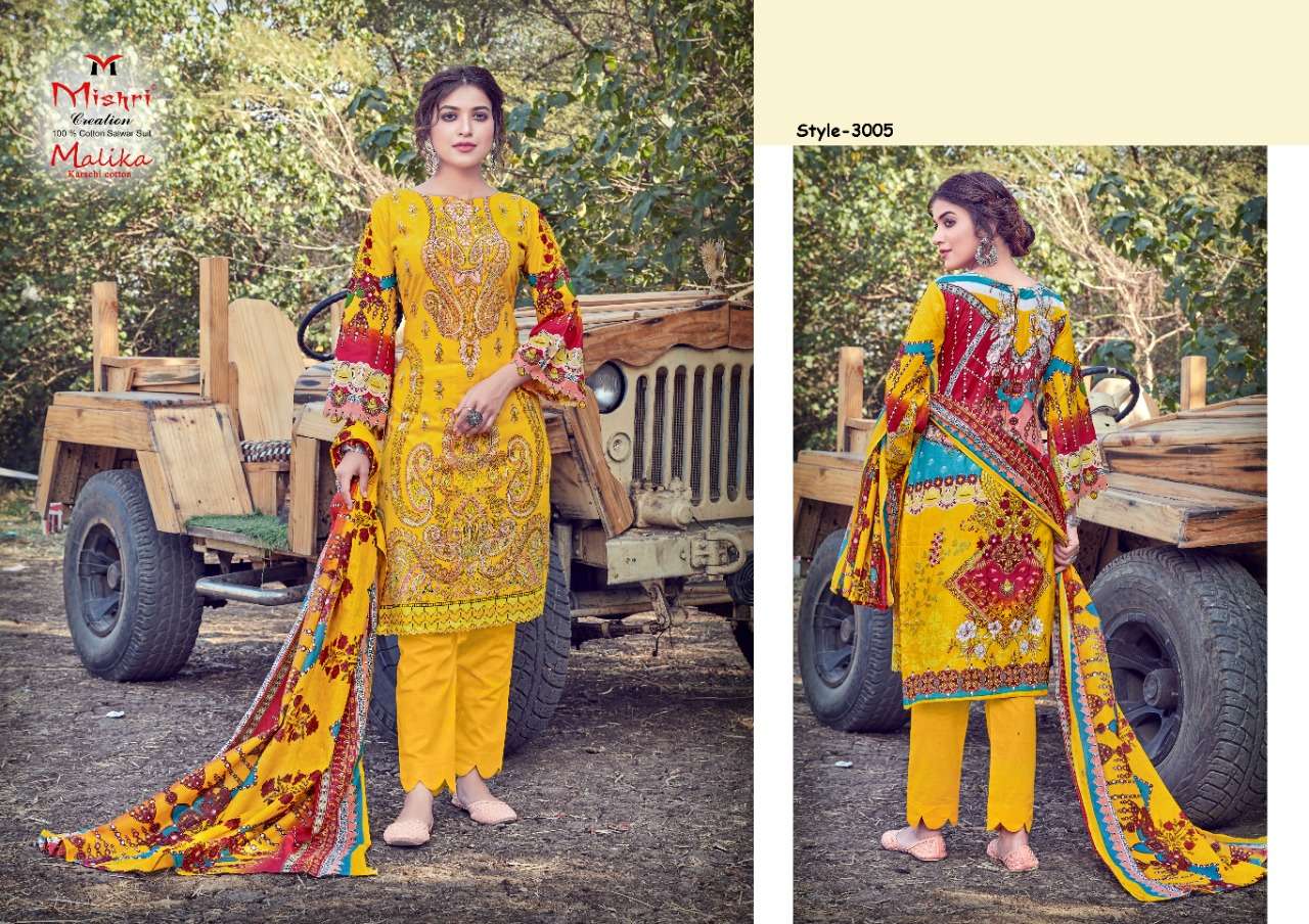 MALLIKA VOL-3 BY MISHRI CREATION 3001 TO 3010 SERIES INDIAN TRADITIONAL WEAR COLLECTION BEAUTIFUL STYLISH FANCY COLORFUL PARTY WEAR & OCCASIONAL WEAR PURE COTTON PRINT DRESSES AT WHOLESALE PRICE