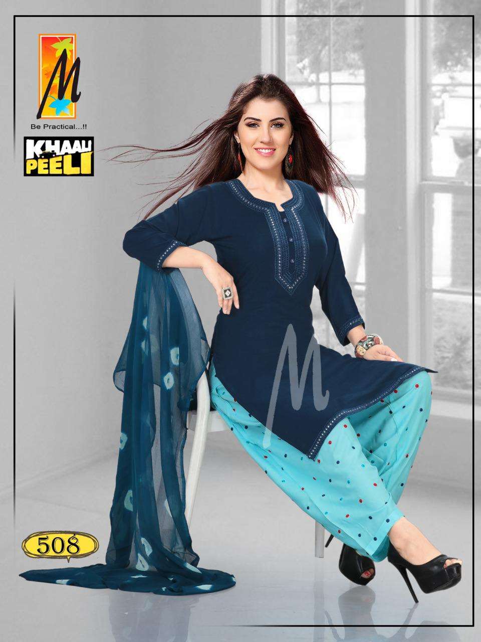 KHALI PEELI BY M BE PRACTICAL 501 TO 508 SERIES BEAUTIFUL SUITS COLORFUL STYLISH FANCY CASUAL WEAR & ETHNIC WEAR RAYON WORK DRESSES AT WHOLESALE PRICE