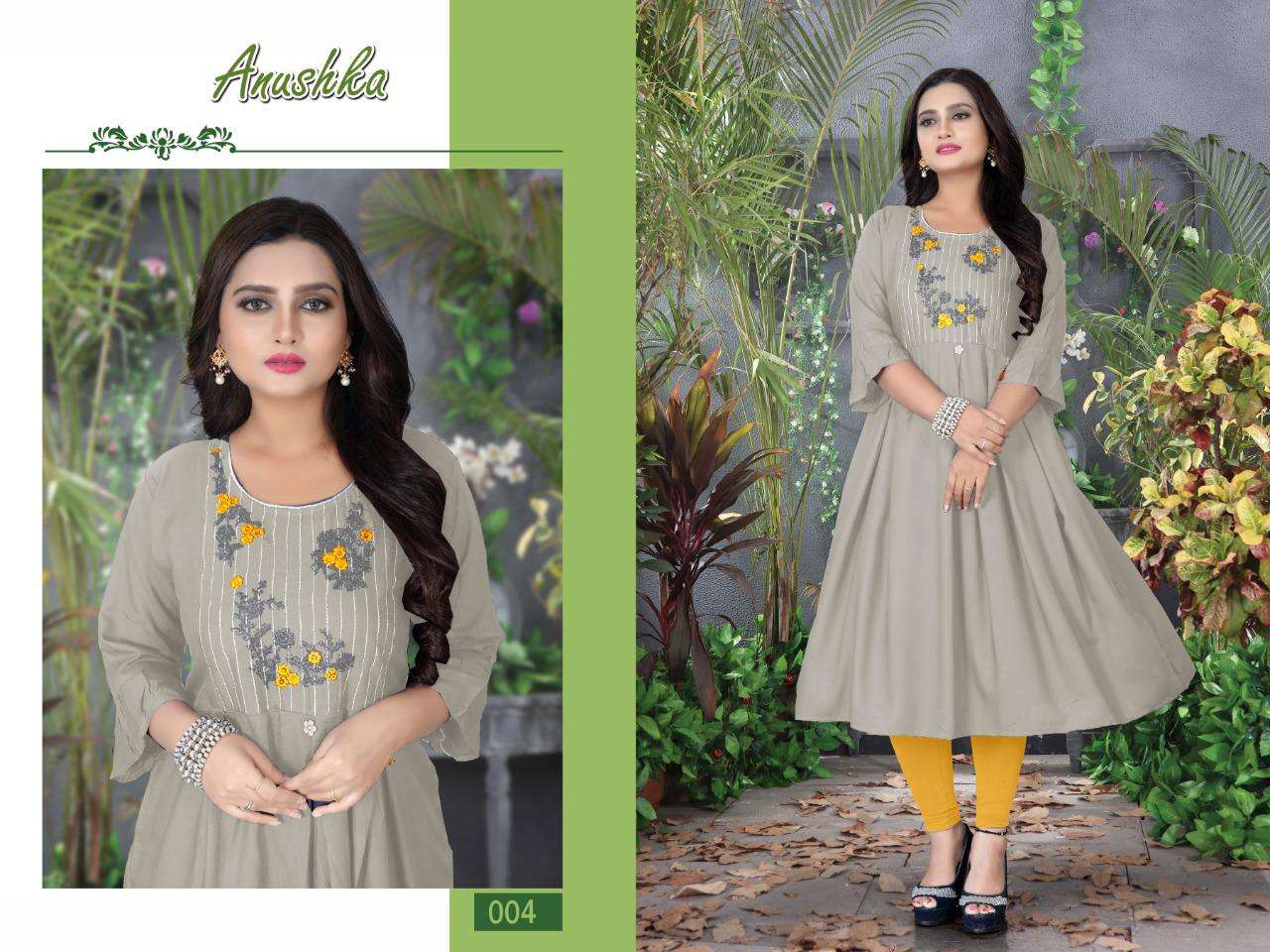 ANUSHKA VOL-3 BY AAGYA 001 TO 008 SERIES DESIGNER STYLISH FANCY COLORFUL BEAUTIFUL PARTY WEAR & ETHNIC WEAR COLLECTION RAYON EMBROIDERY KURTIS AT WHOLESALE PRICE