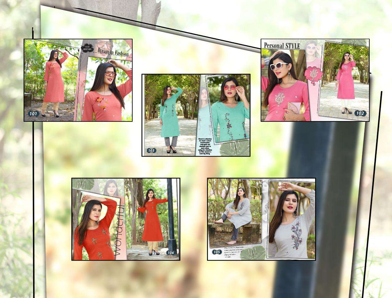 SIMRAN BY RANG TRANG 101 TO 105 SERIES DESIGNER STYLISH FANCY COLORFUL BEAUTIFUL PARTY WEAR & ETHNIC WEAR COLLECTION MILANGE KURTIS WITH BOTTOM AT WHOLESALE PRICE