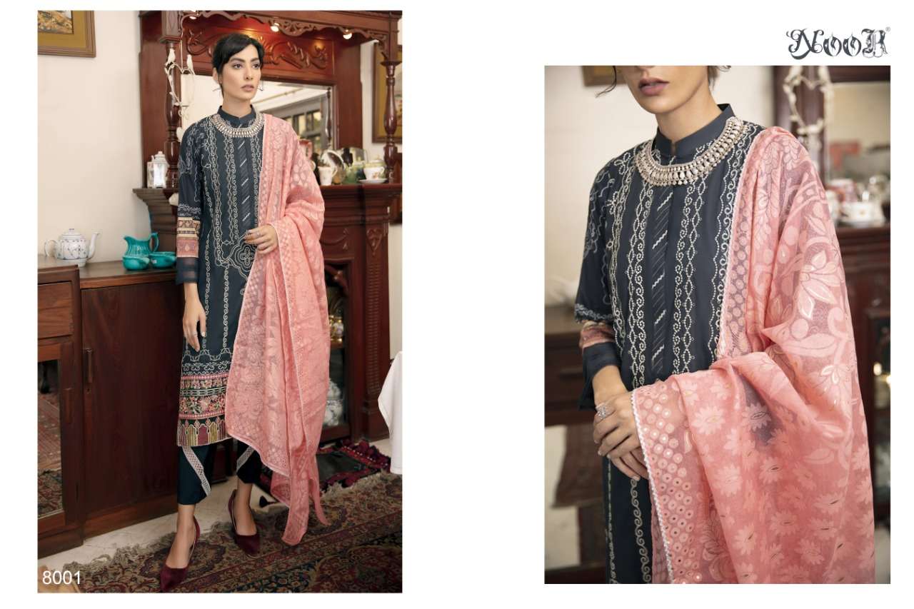 QALAMKAR BY NOOR 8001 TO 8005 BEAUTIFUL COLORFUL STYLISH FANCY CASUAL WEAR & ETHNIC WEAR & READY TO WEAR PURE COTTON WITH EMBROIDERY DRESSES AT WHOLESALE PRICE