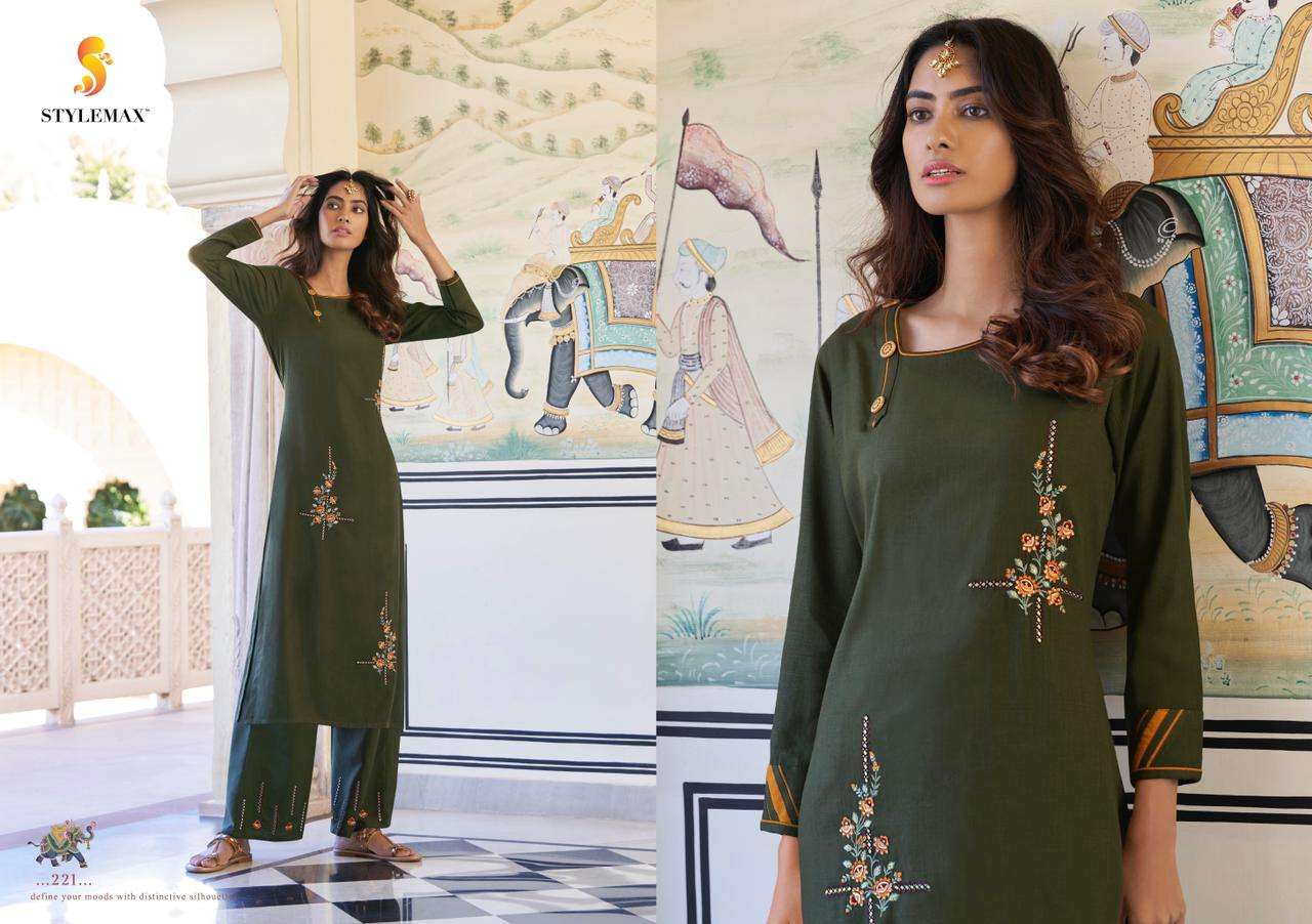 VINTAGE VOL-6 BY STYLEMAX 221 TO 227 SERIES DESIGNER BEAUTIFUL STYLISH FANCY COLORFUL PARTY WEAR & OCCASIONAL WEAR HEAVY RAYON KURTIS WITH BOTTOM AT WHOLESALE PRICE