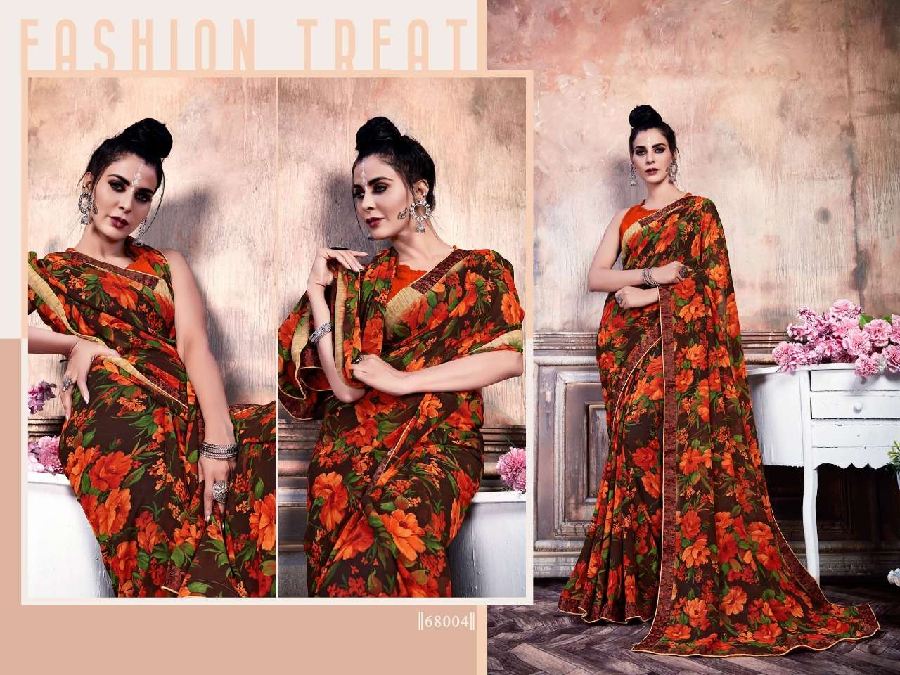 STARWALK BY RACHANA 68001 TO 68010 SERIES INDIAN TRADITIONAL WEAR COLLECTION BEAUTIFUL STYLISH FANCY COLORFUL PARTY WEAR & OCCASIONAL WEAR WEIGHTLESS SAREES AT WHOLESALE PRICE