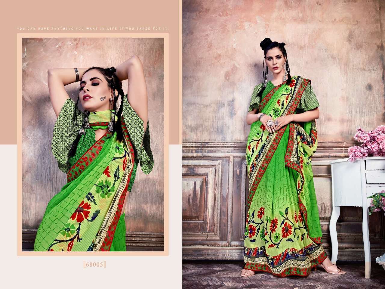 STARWALK BY RACHANA 68001 TO 68010 SERIES INDIAN TRADITIONAL WEAR COLLECTION BEAUTIFUL STYLISH FANCY COLORFUL PARTY WEAR & OCCASIONAL WEAR WEIGHTLESS SAREES AT WHOLESALE PRICE