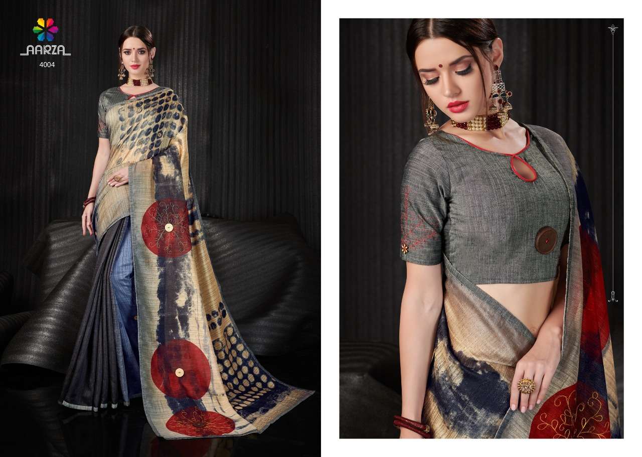 PORTRAIT AGAIN BY AAZRA 4001 TO 4010 SERIES INDIAN TRADITIONAL WEAR COLLECTION BEAUTIFUL STYLISH FANCY COLORFUL PARTY WEAR & OCCASIONAL WEAR LINEN SILK SAREES AT WHOLESALE PRICE