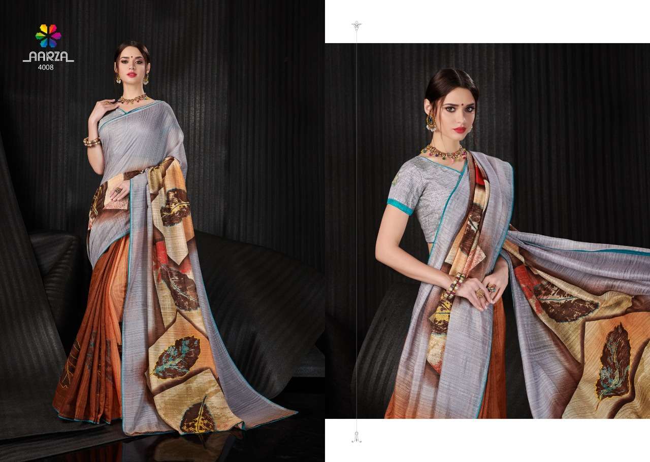 PORTRAIT AGAIN BY AAZRA 4001 TO 4010 SERIES INDIAN TRADITIONAL WEAR COLLECTION BEAUTIFUL STYLISH FANCY COLORFUL PARTY WEAR & OCCASIONAL WEAR LINEN SILK SAREES AT WHOLESALE PRICE