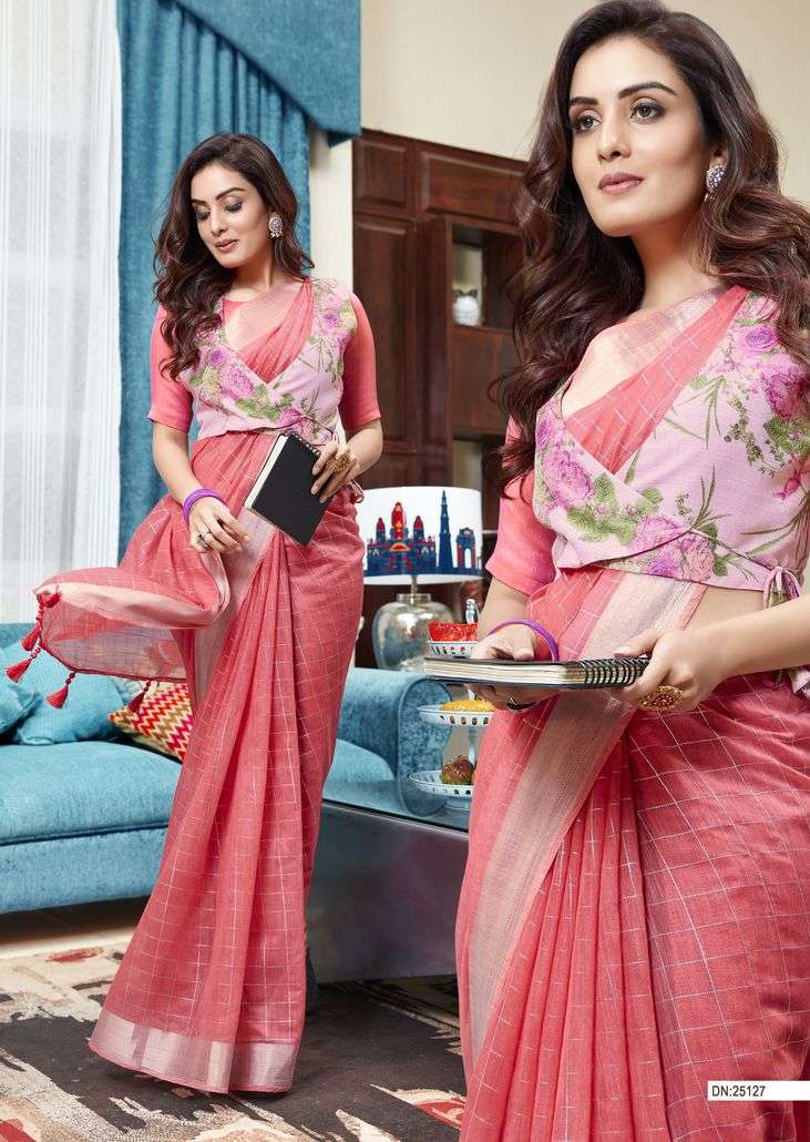 NAKSHITA HITS BY TRIVENI INDIAN TRADITIONAL WEAR COLLECTION BEAUTIFUL STYLISH FANCY COLORFUL PARTY WEAR & OCCASIONAL WEAR COTTON LINEN PRINT SAREES AT WHOLESALE PRICE