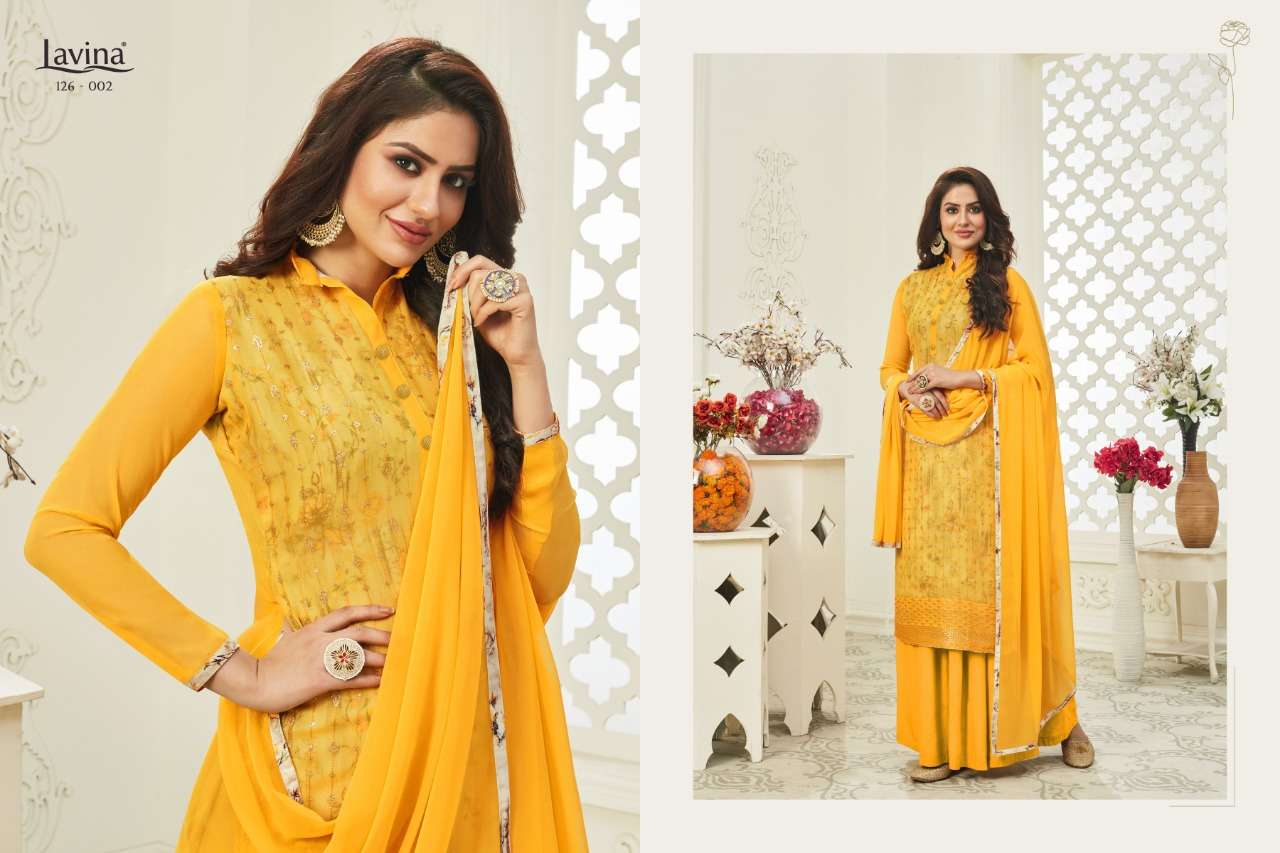 LAVINA VOL-126 BY LAVINA 126-001 TO 126-006 SERIES BEAUTIFUL PAKISTANI SUITS COLORFUL STYLISH FANCY CASUAL WEAR & ETHNIC WEAR GEORGETTE EMBROIDERED DRESSES AT WHOLESALE PRICE