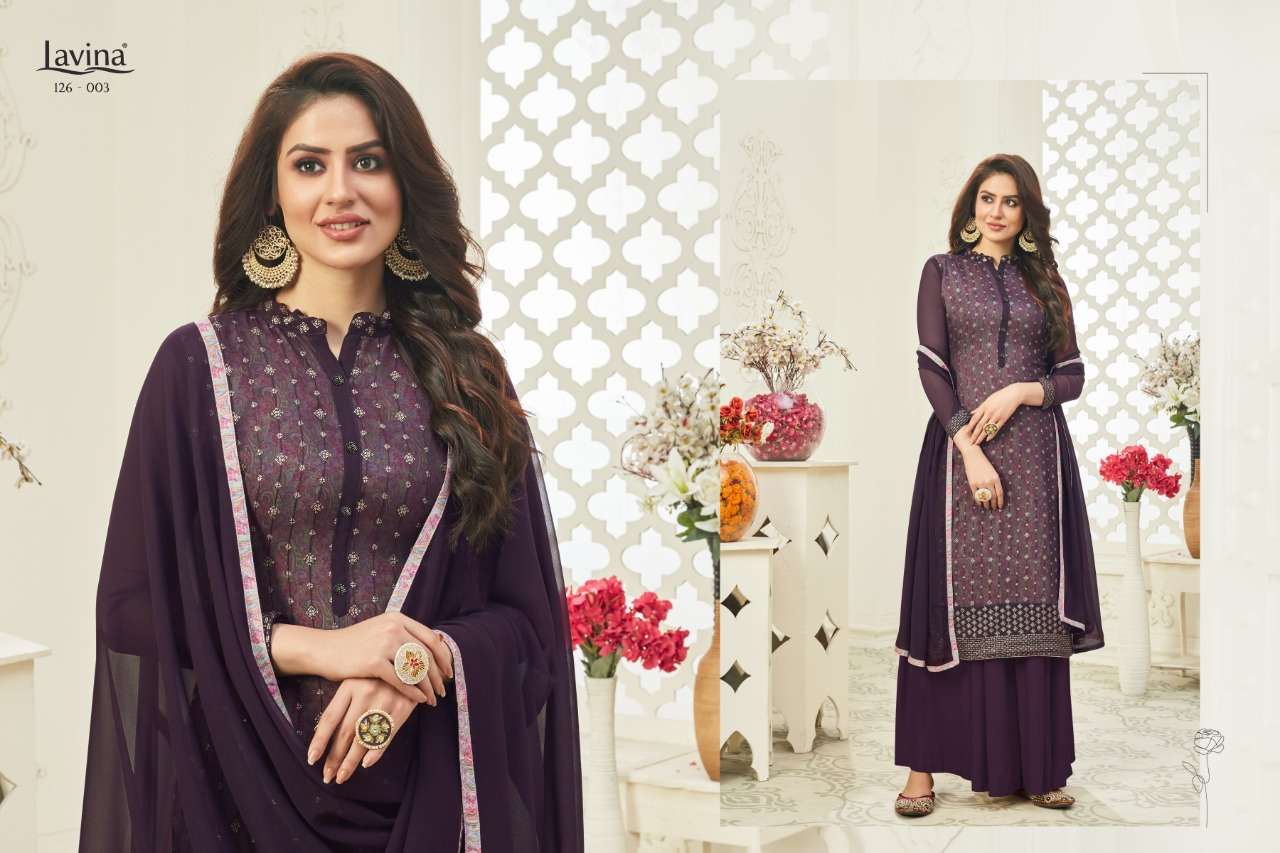 LAVINA VOL-126 BY LAVINA 126-001 TO 126-006 SERIES BEAUTIFUL PAKISTANI SUITS COLORFUL STYLISH FANCY CASUAL WEAR & ETHNIC WEAR GEORGETTE EMBROIDERED DRESSES AT WHOLESALE PRICE