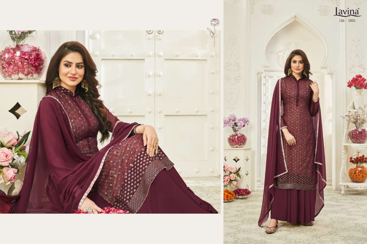 LAVINA VOL-126 BY LAVINA 126-001 TO 126-006 SERIES BEAUTIFUL PAKISTANI SUITS COLORFUL STYLISH FANCY CASUAL WEAR & ETHNIC WEAR GEORGETTE EMBROIDERED DRESSES AT WHOLESALE PRICE