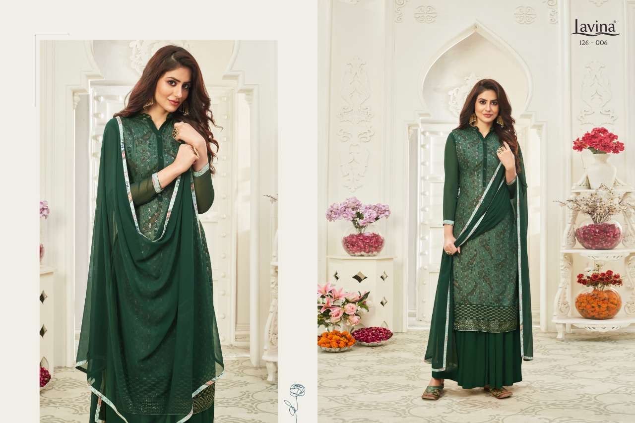 LAVINA VOL-126 BY LAVINA 126-001 TO 126-006 SERIES BEAUTIFUL PAKISTANI SUITS COLORFUL STYLISH FANCY CASUAL WEAR & ETHNIC WEAR GEORGETTE EMBROIDERED DRESSES AT WHOLESALE PRICE
