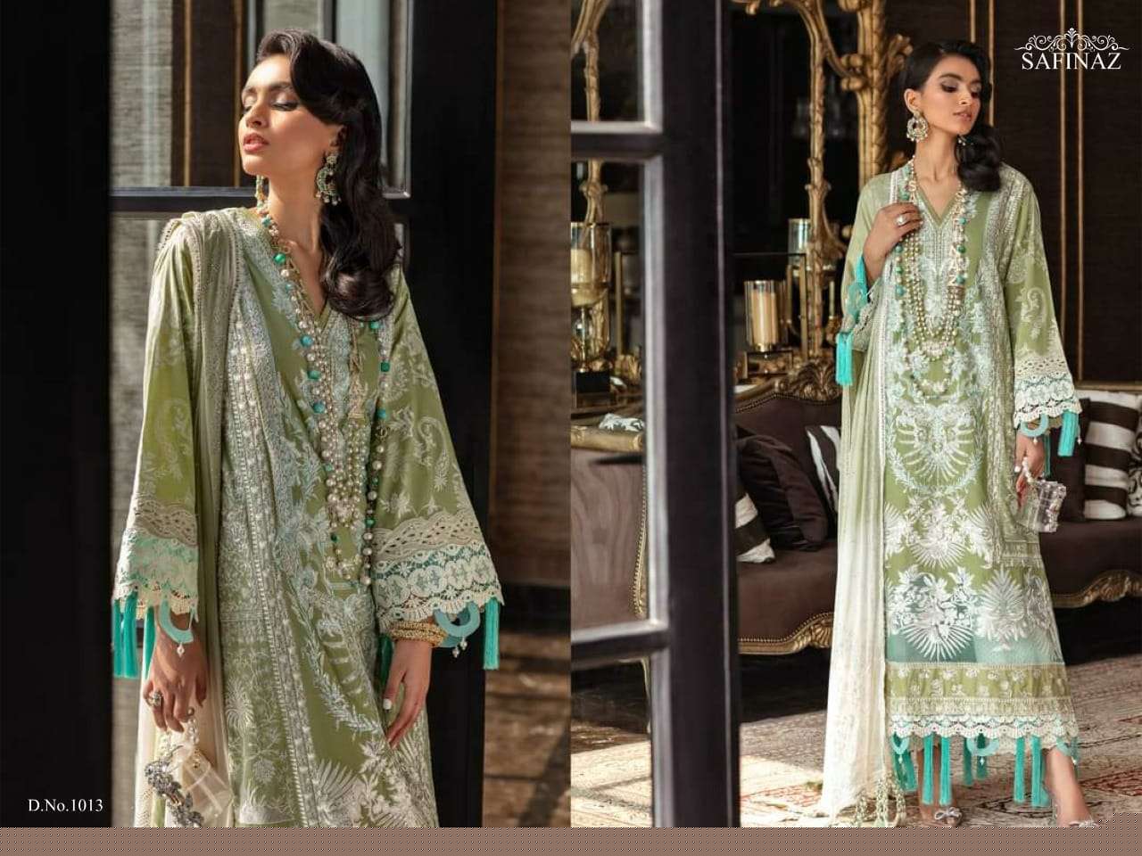 SANA SAFINAZ BY SAFINAZ 1013 TO 1020 SERIES PAKISTANI STYLISH BEAUTIFUL COLOURFUL PRINTED & EMBROIDERED PARTY WEAR & OCCASIONAL WEAR PURE CAMBRIC COTTON EMBROIDERED DRESSES AT WHOLESALE PRICE
