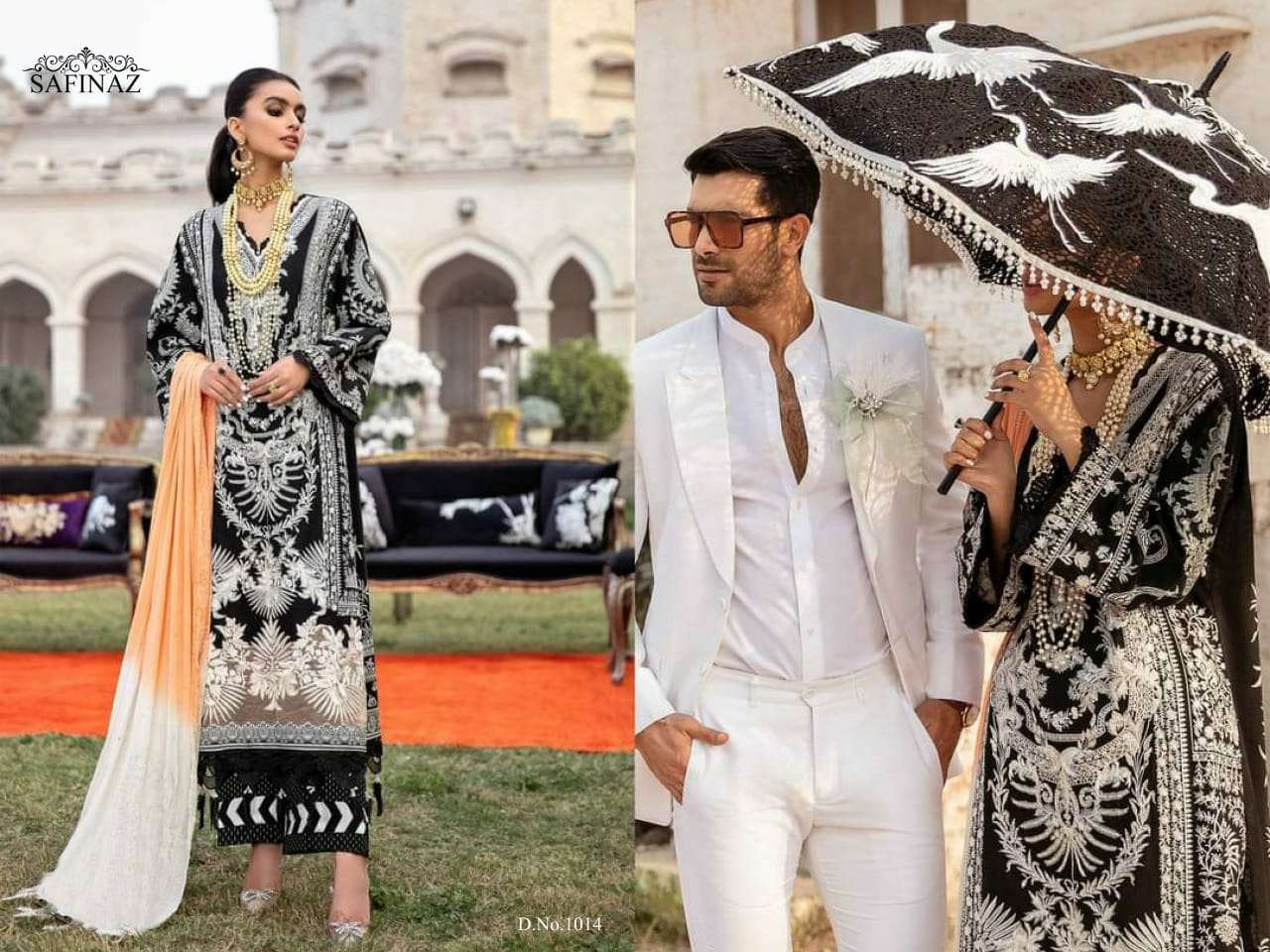 SANA SAFINAZ BY SAFINAZ 1013 TO 1020 SERIES PAKISTANI STYLISH BEAUTIFUL COLOURFUL PRINTED & EMBROIDERED PARTY WEAR & OCCASIONAL WEAR PURE CAMBRIC COTTON EMBROIDERED DRESSES AT WHOLESALE PRICE