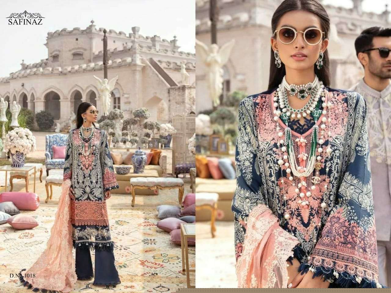 SANA SAFINAZ BY SAFINAZ 1013 TO 1020 SERIES PAKISTANI STYLISH BEAUTIFUL COLOURFUL PRINTED & EMBROIDERED PARTY WEAR & OCCASIONAL WEAR PURE CAMBRIC COTTON EMBROIDERED DRESSES AT WHOLESALE PRICE