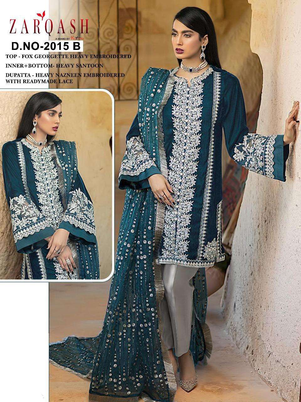 ITTEHAD BY ZARQASH 2015-A TO 2015-D SERIES DESIGNER PAKISTANI SUITS COLLECTION BEAUTIFUL STYLISH FANCY COLORFUL PARTY WEAR & OCCASIONAL WEAR FAUX GEORGETTE WITH EMBROIDERED DRESSES AT WHOLESALE PRICE