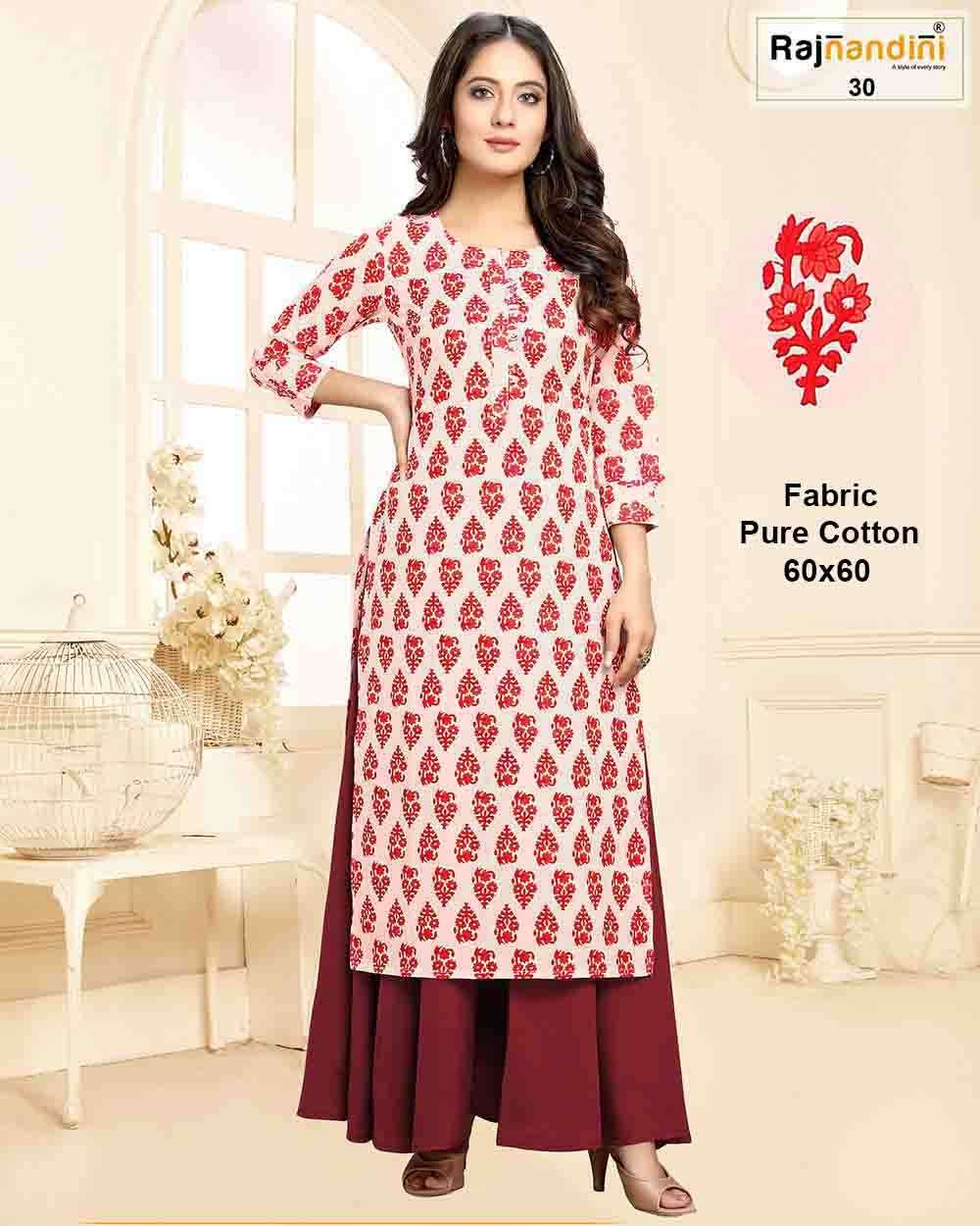 PRINT VOL-4 BY RAJNANDINI DESIGNER STYLISH FANCY COLORFUL BEAUTIFUL PARTY WEAR & ETHNIC WEAR COLLECTION PURE COTTON PRINT KURTIS AT WHOLESALE PRICE