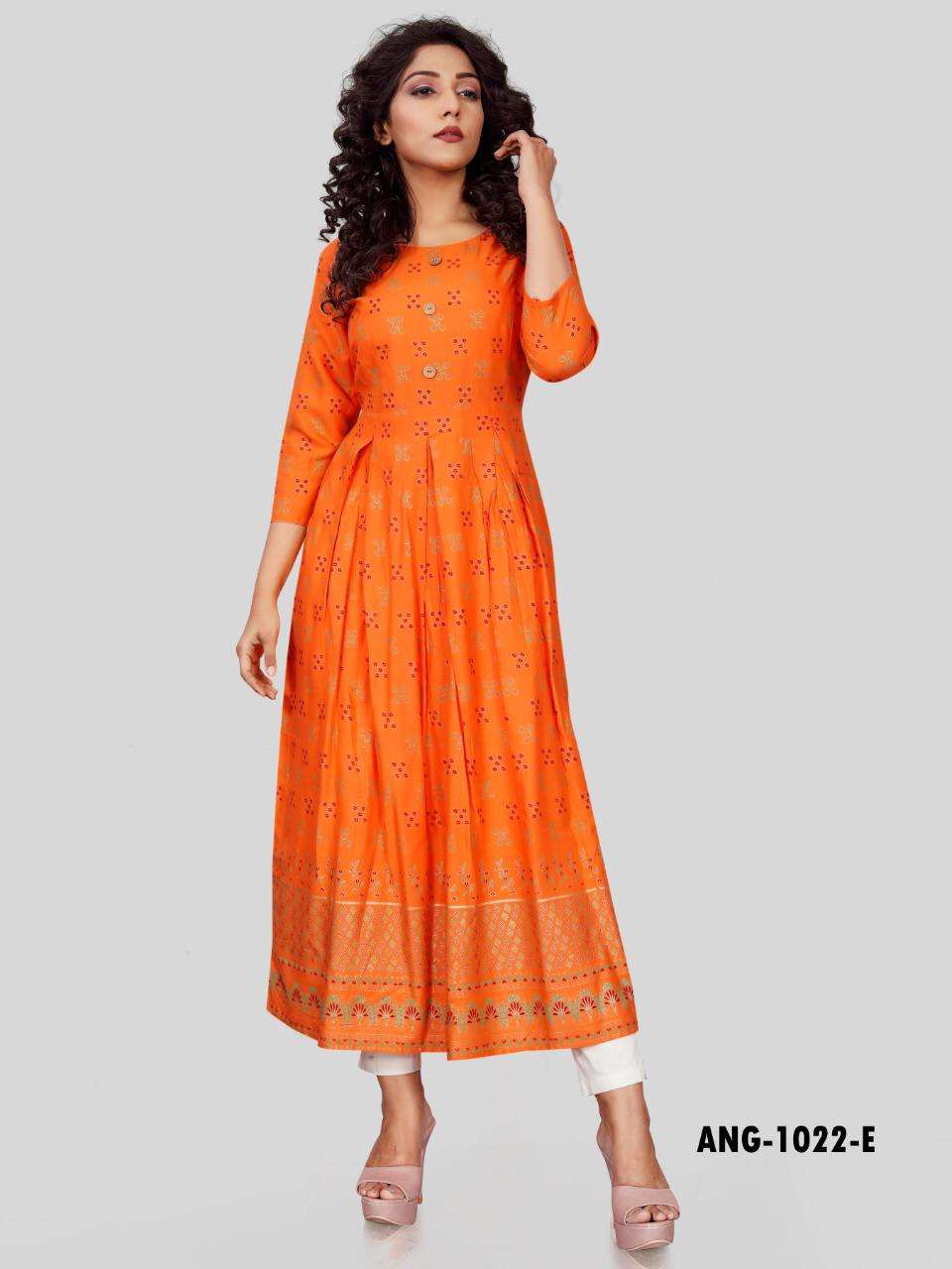 ANG-1022 BY 12 ANGEL 1022-A TO 1022-H SERIES DESIGNER STYLISH FANCY COLORFUL BEAUTIFUL PARTY WEAR & ETHNIC WEAR COLLECTION HEAVY RAYON KURTIS AT WHOLESALE PRICE