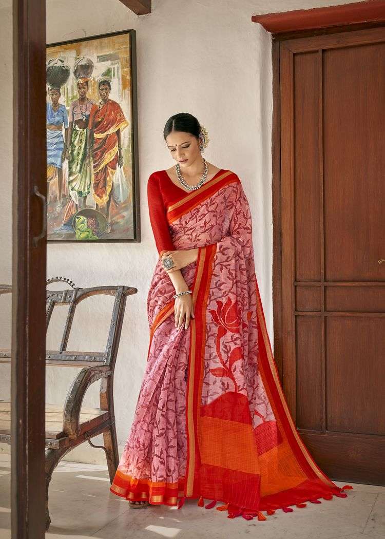 GLOBLE VOL-2 BY TRIVENI 11791 TO 11798 SERIES INDIAN TRADITIONAL WEAR COLLECTION BEAUTIFUL STYLISH FANCY COLORFUL PARTY WEAR & OCCASIONAL WEAR COTTON LINEN PRINT SAREES AT WHOLESALE PRICE